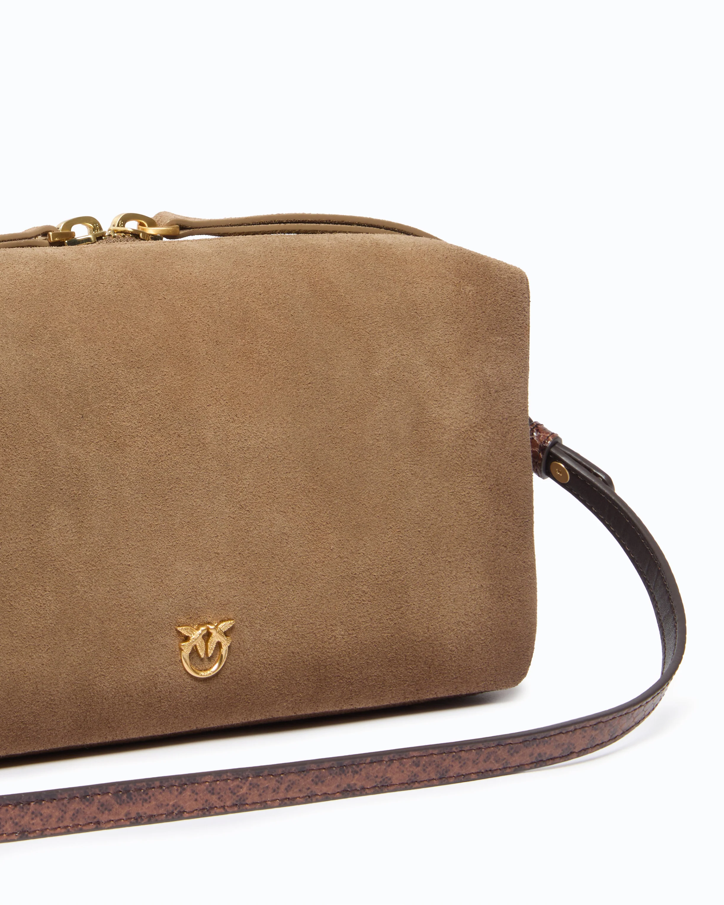 Borsa bauletto a tracolla media in suede effetto spray - Image 3