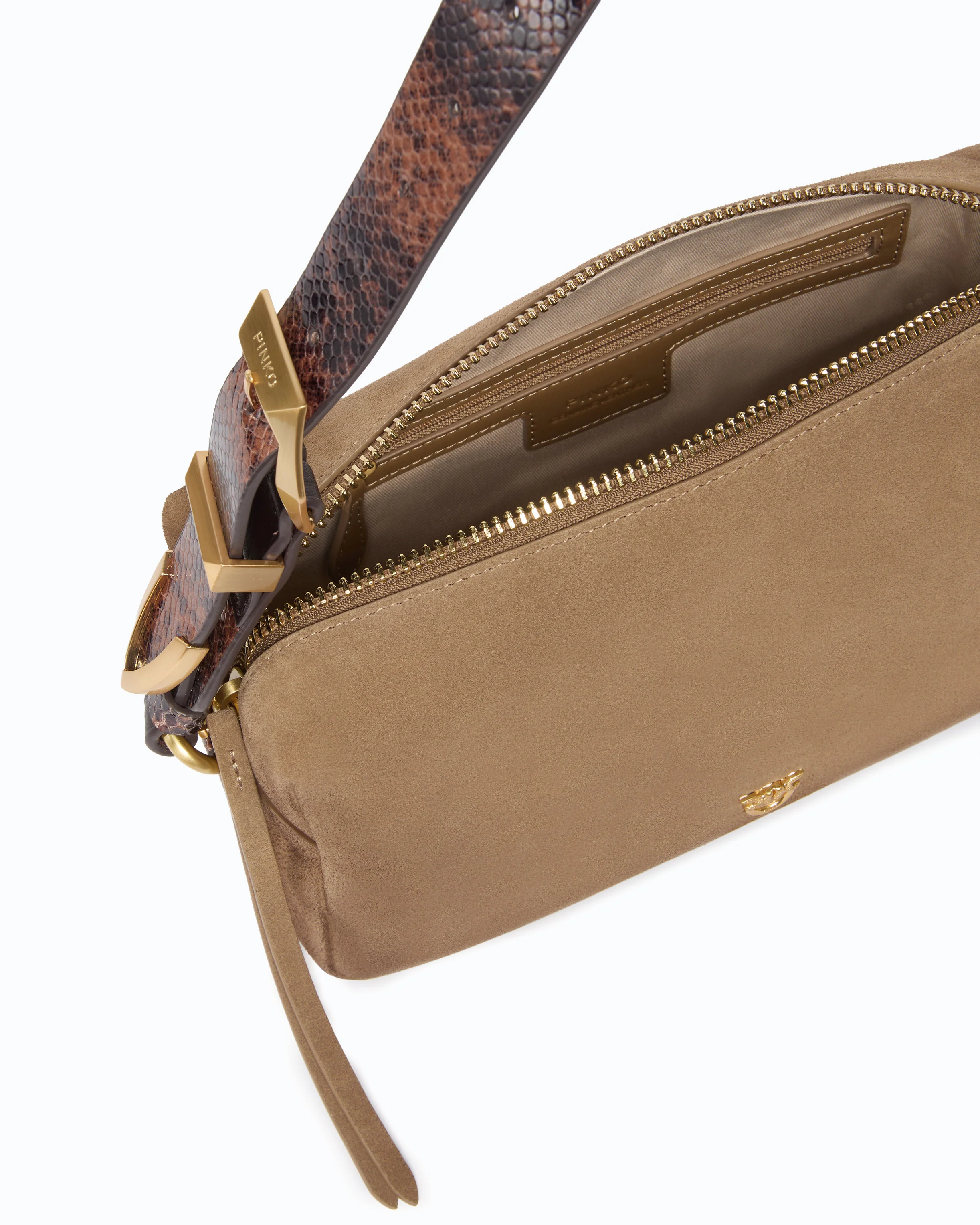 Borsa bauletto a tracolla media in suede effetto spray - Image 4