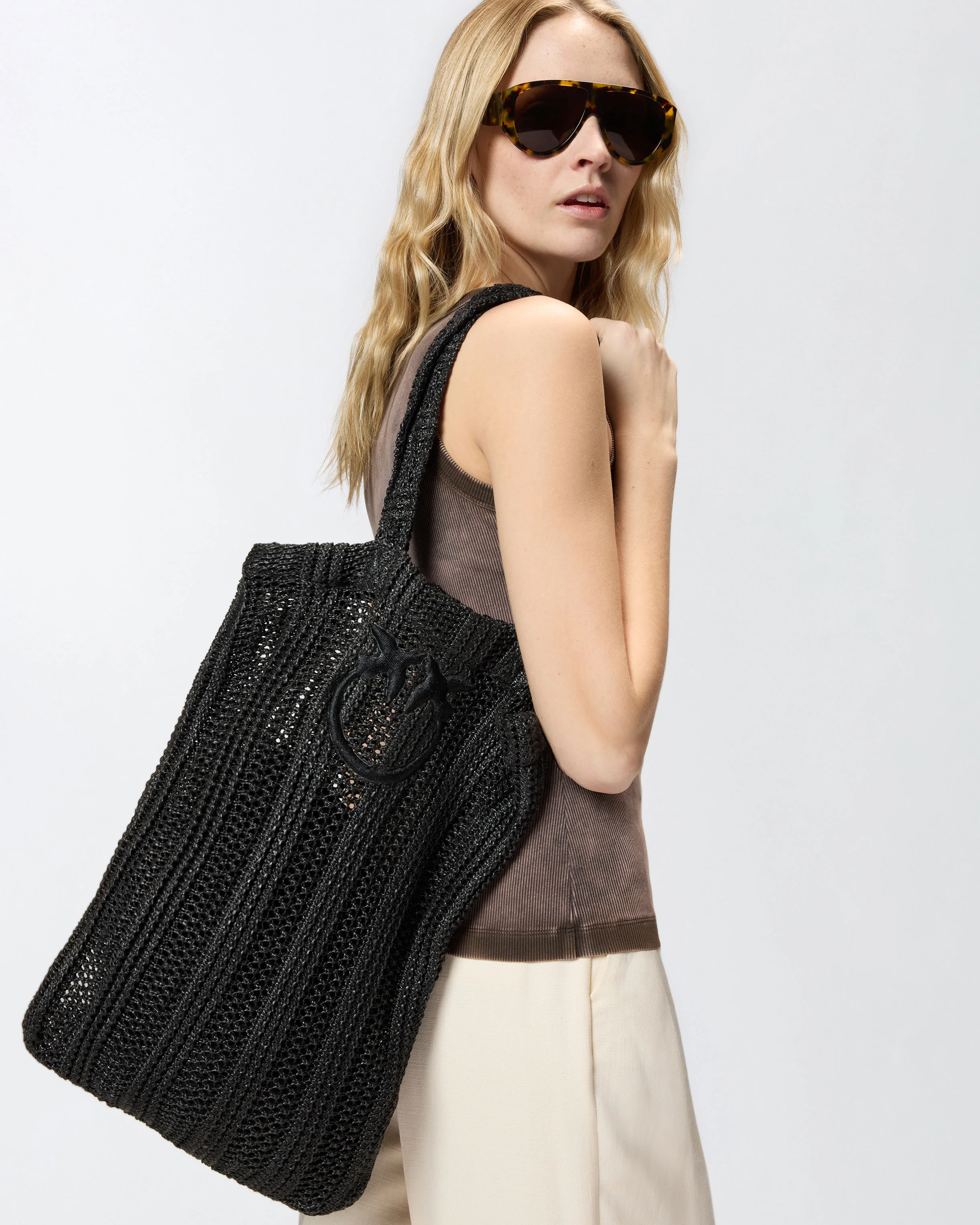 Borsa shopper media Easy Tote Bag in rafia - Image 5
