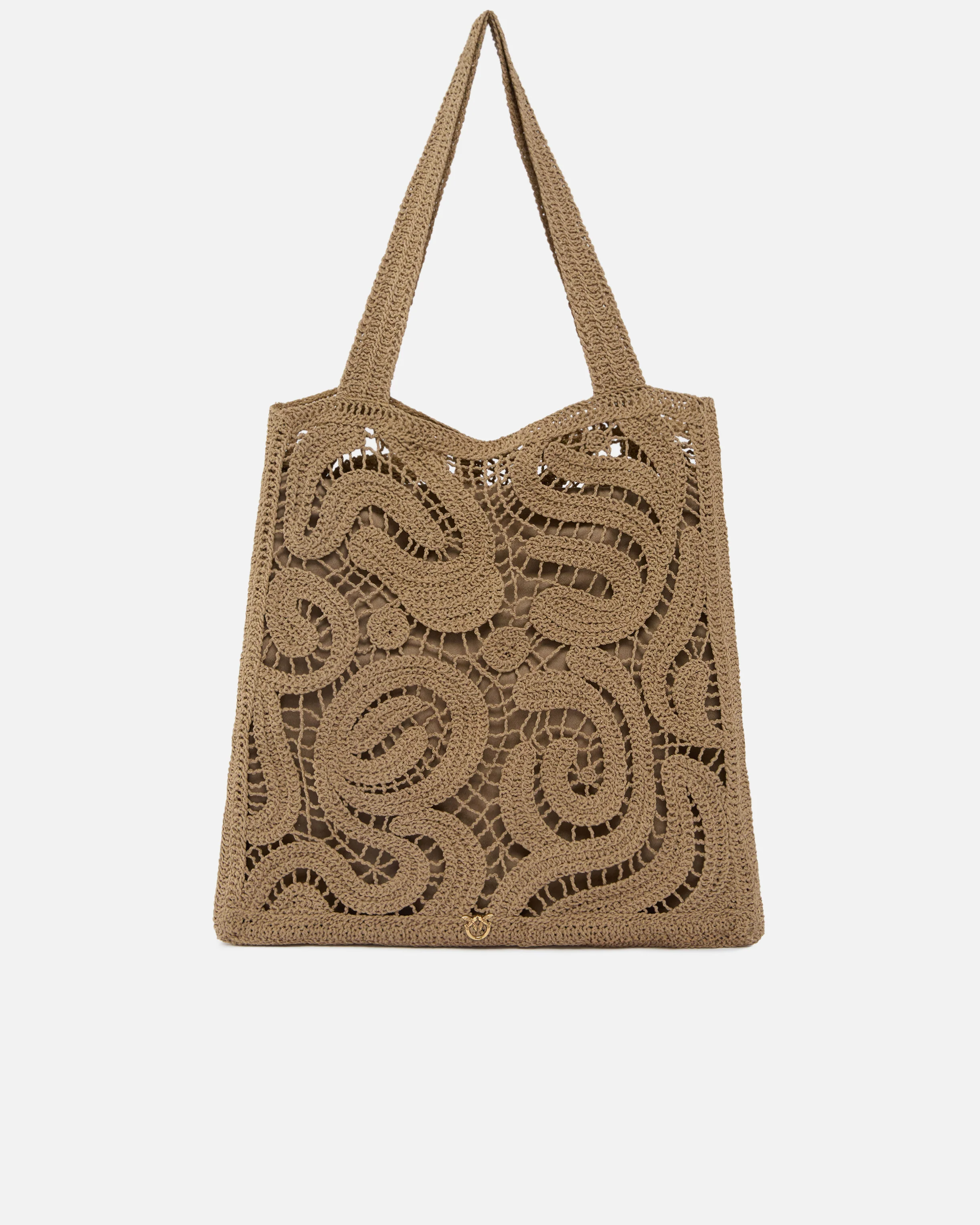 Borsa shopper media in tessuto crochet geometrico