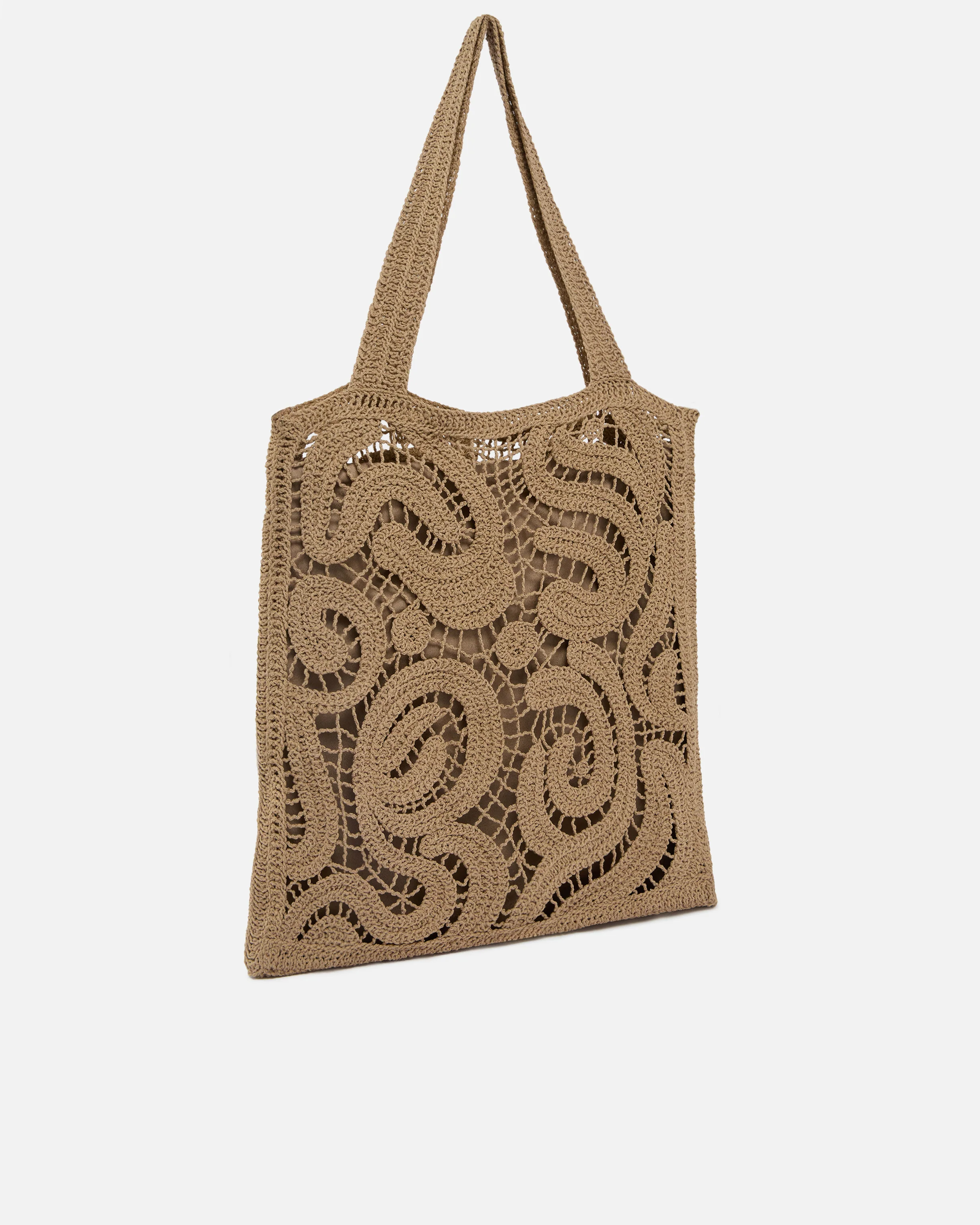 Borsa shopper media in tessuto crochet geometrico - Image 2