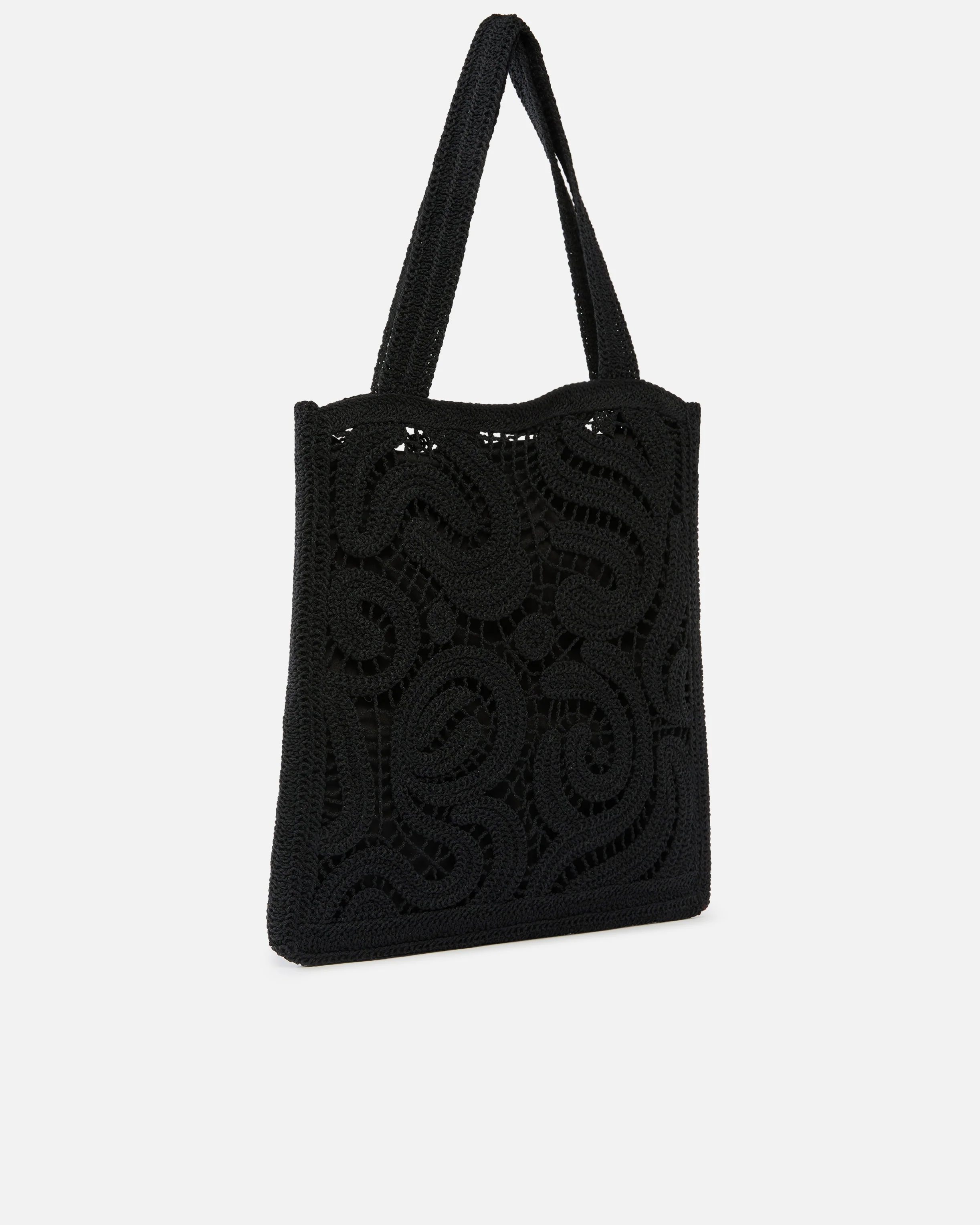Borsa shopper media in tessuto crochet geometrico - Image 2