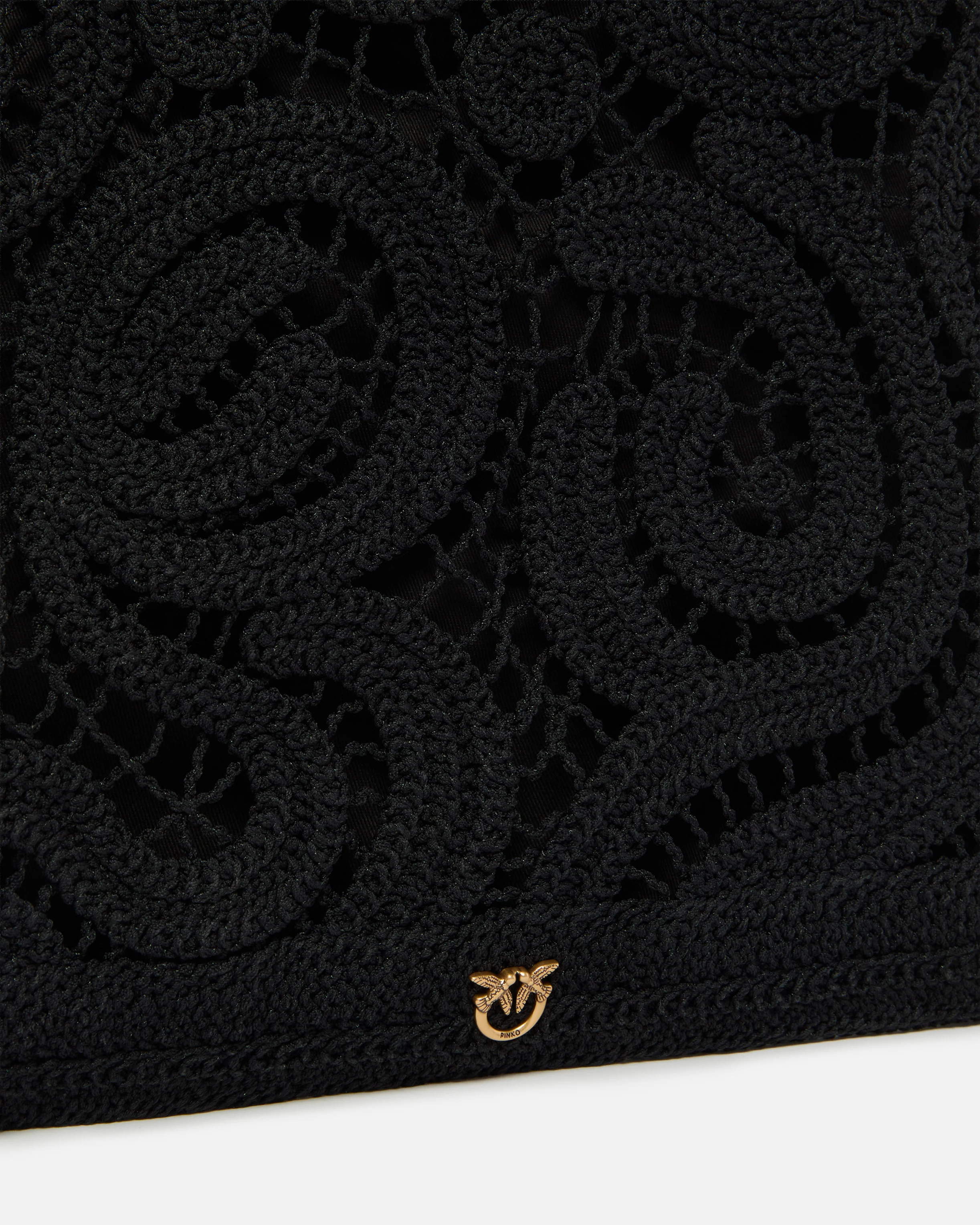 Borsa shopper media in tessuto crochet geometrico - Image 3