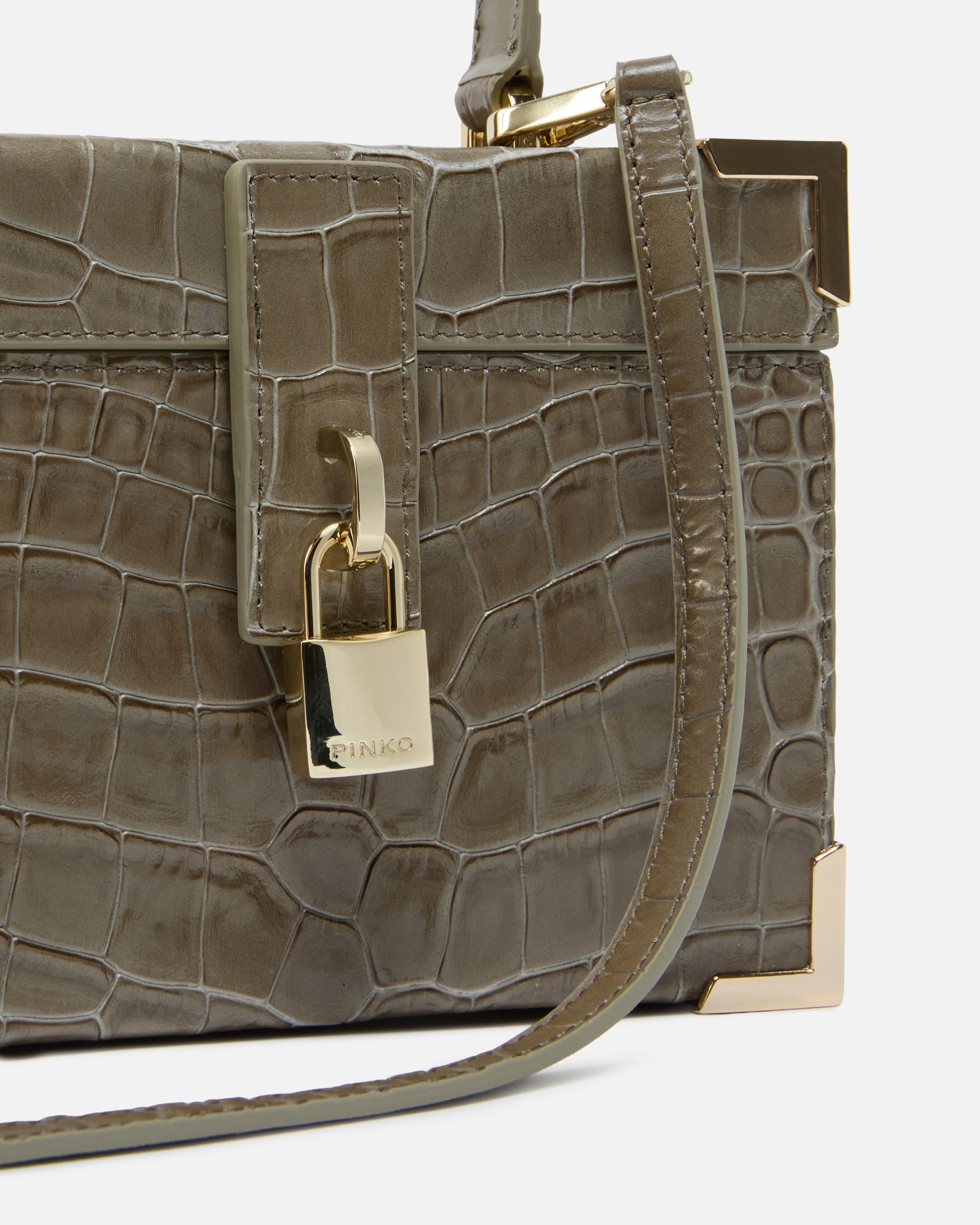 Borsa vanity a tracolla piccola in pelle stampa coccodrillo PINKO Galleria - Image 3