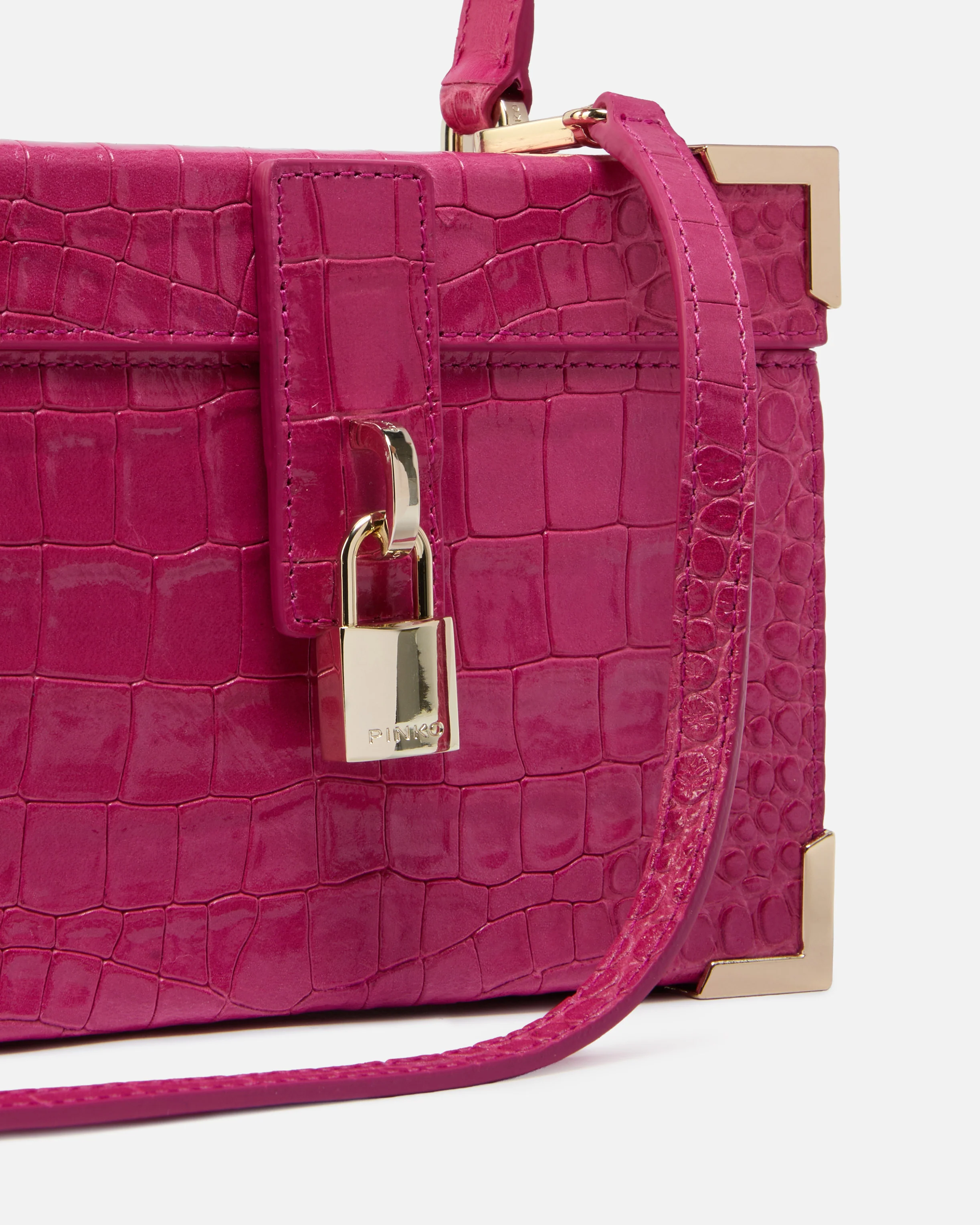 Borsa vanity a tracolla piccola in pelle stampa coccodrillo PINKO Galleria - Image 3