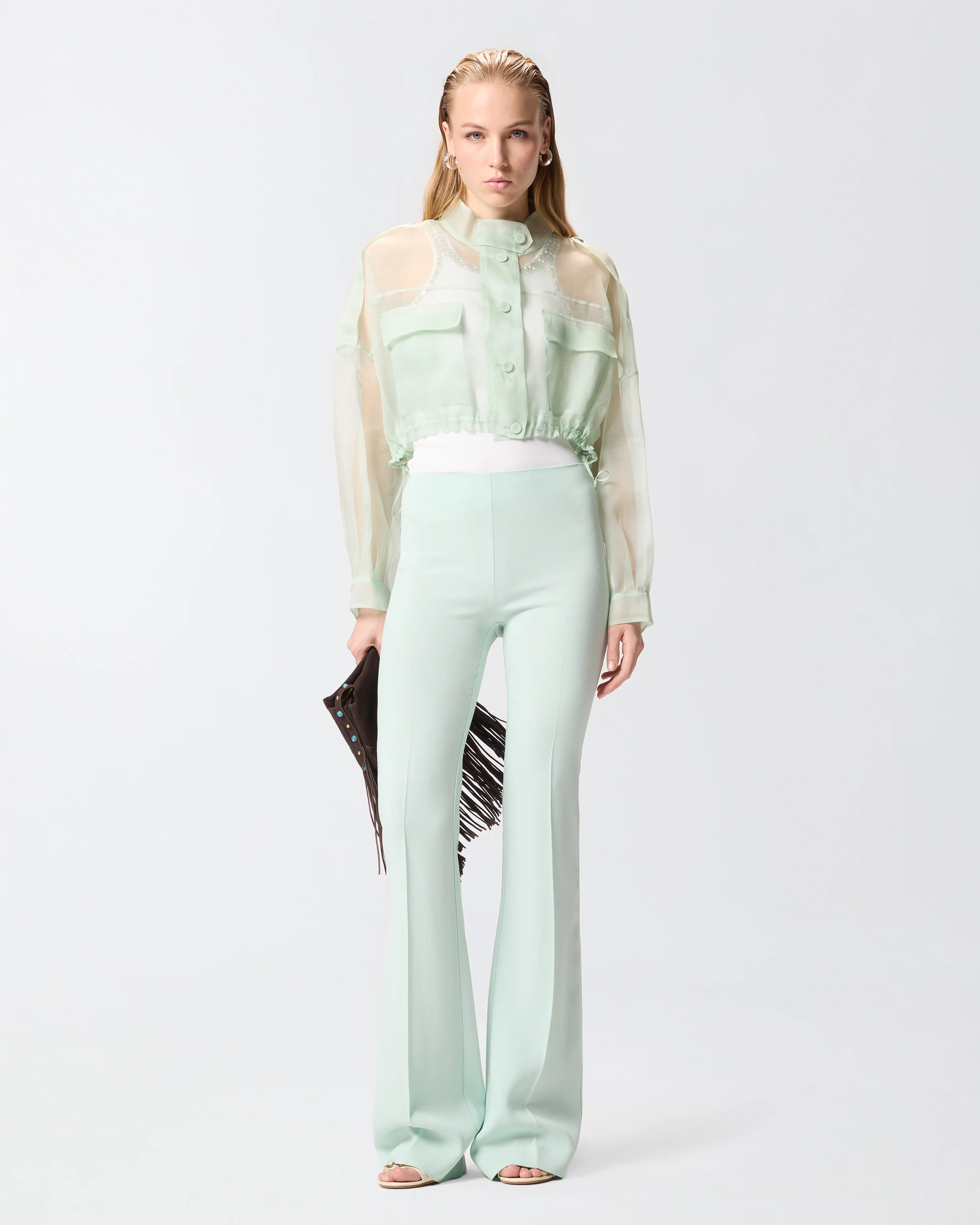 Caban cropped in organza di pura seta - Image 2