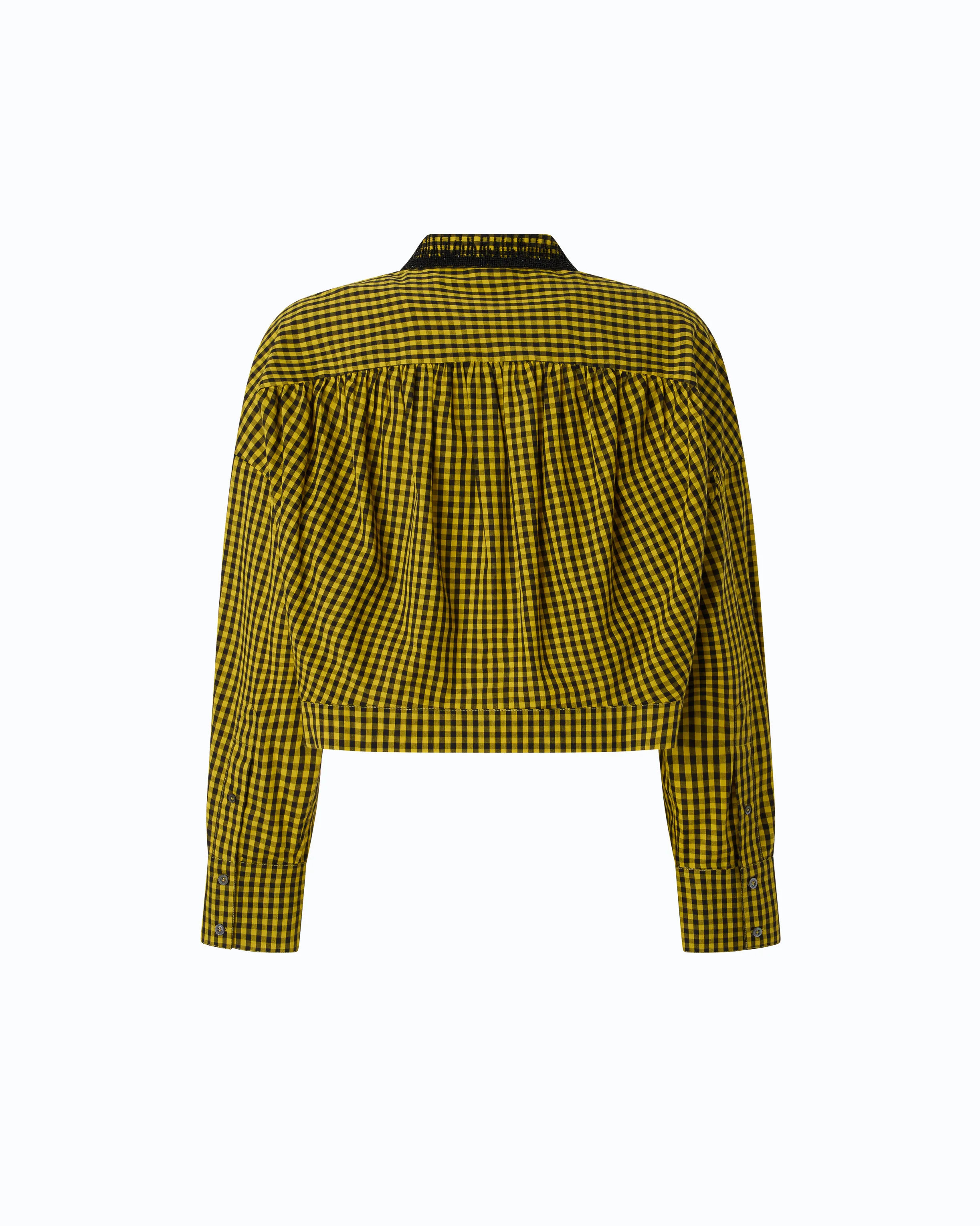 Camicia cropped a quadretti con collo gioiello - Image 6