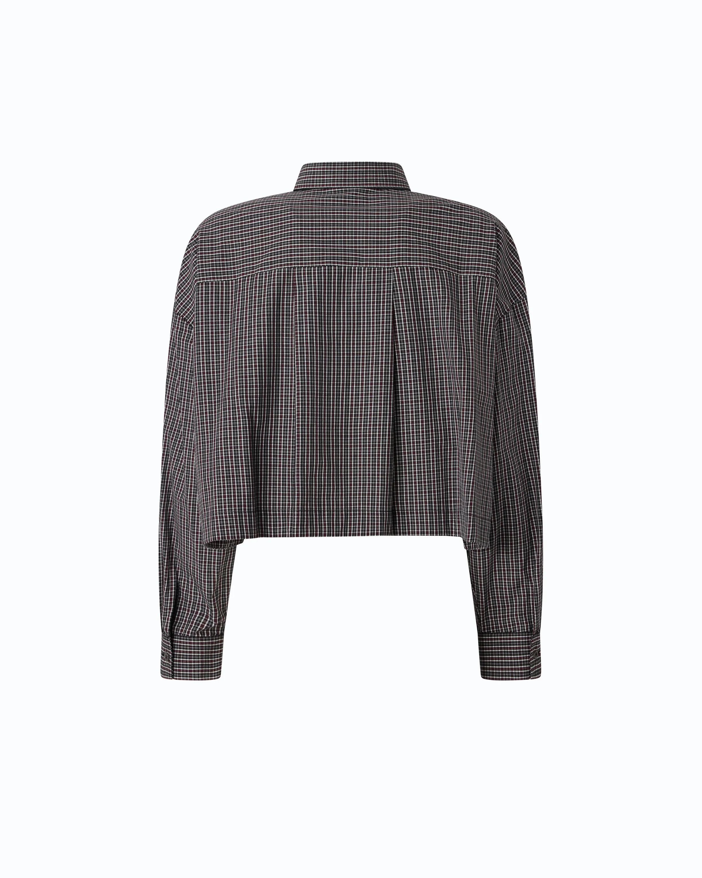 Camicia cropped a quadretti con cravatta - Image 6