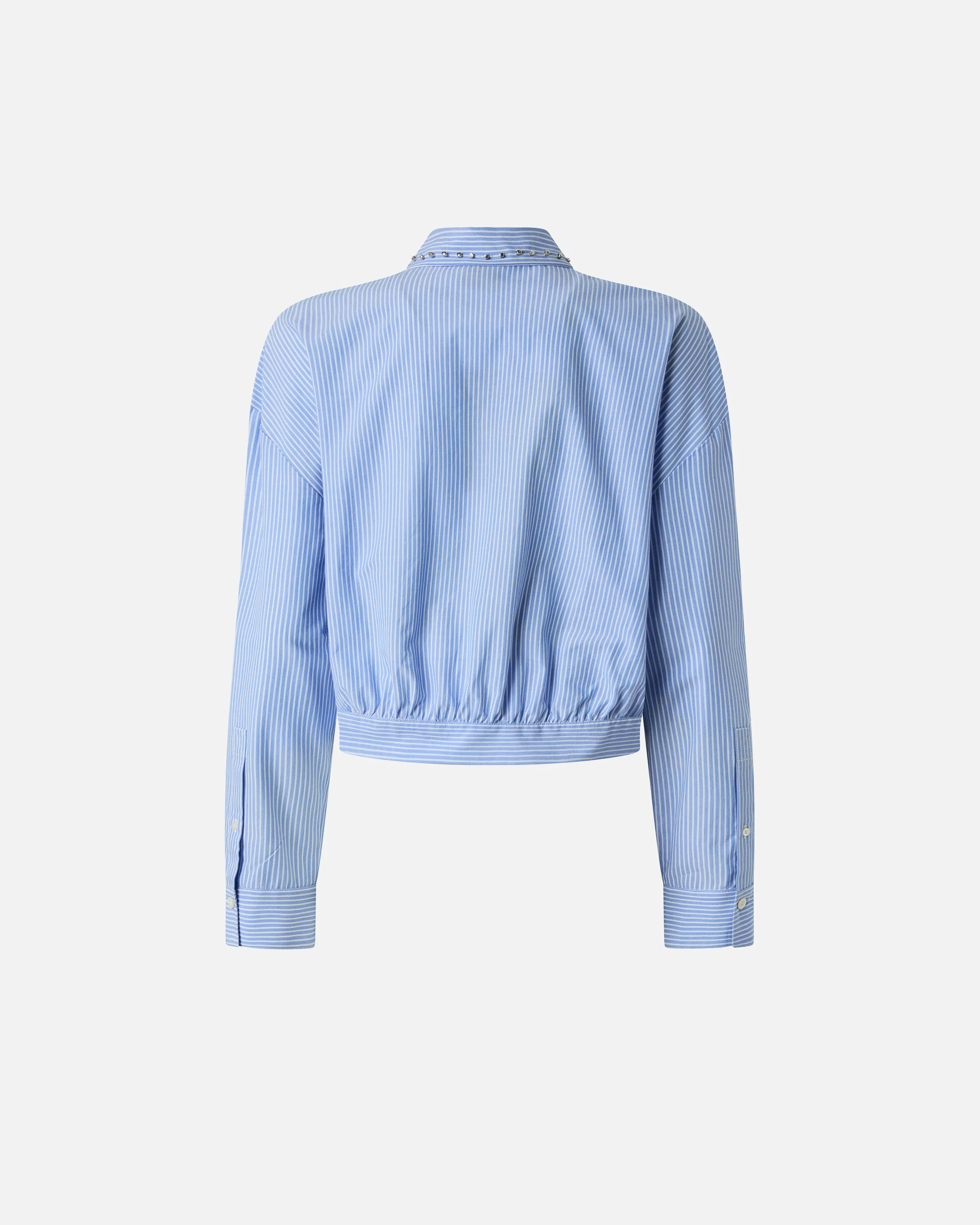Camicia cropped a righe con colletto gioiello - Image 6