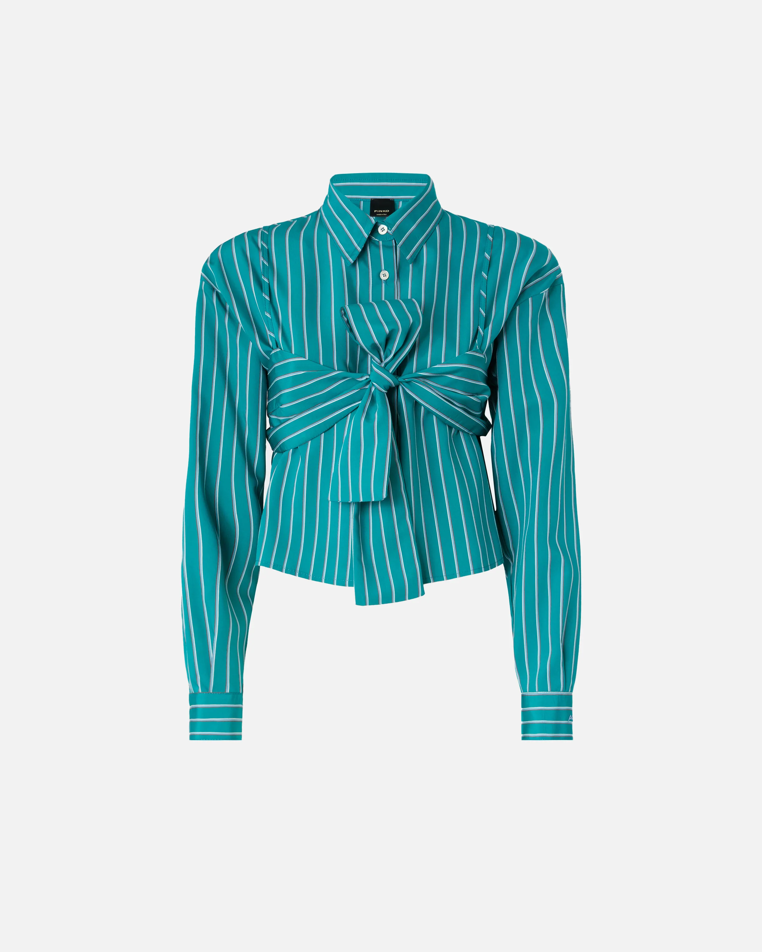Camicia cropped a righe con fiocco - Image 5