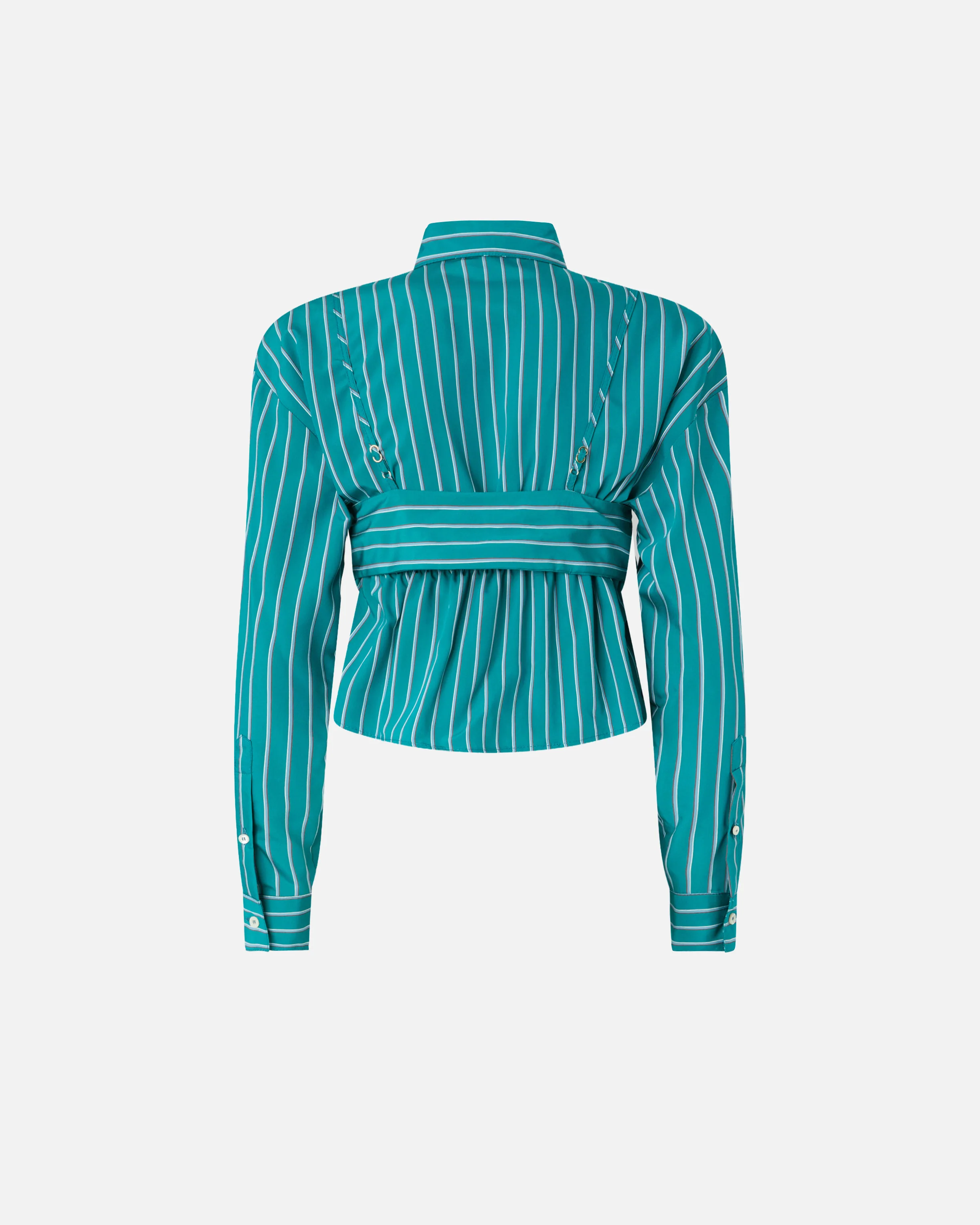Camicia cropped a righe con fiocco - Image 6