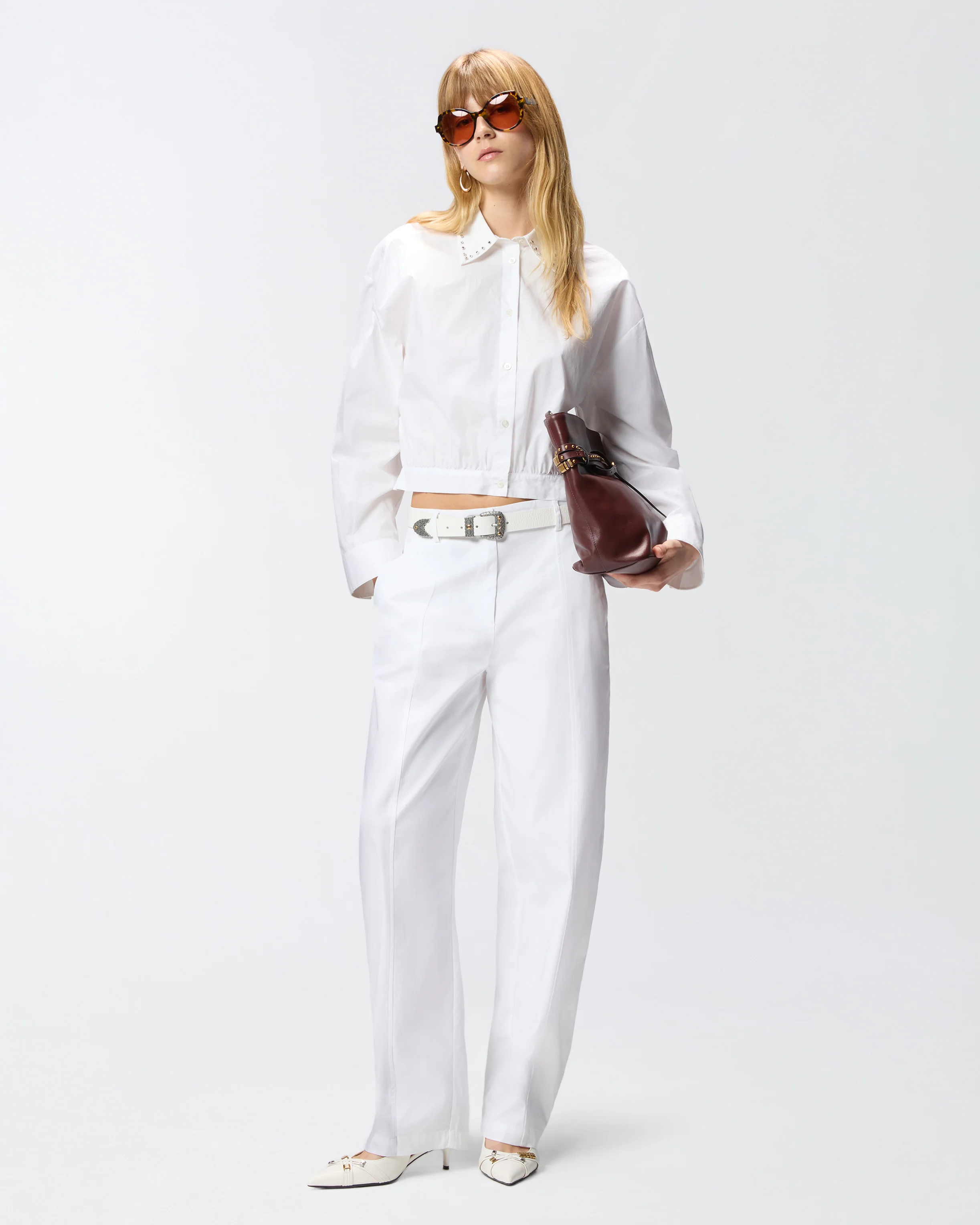 Camicia cropped con colletto gioiello - Image 2
