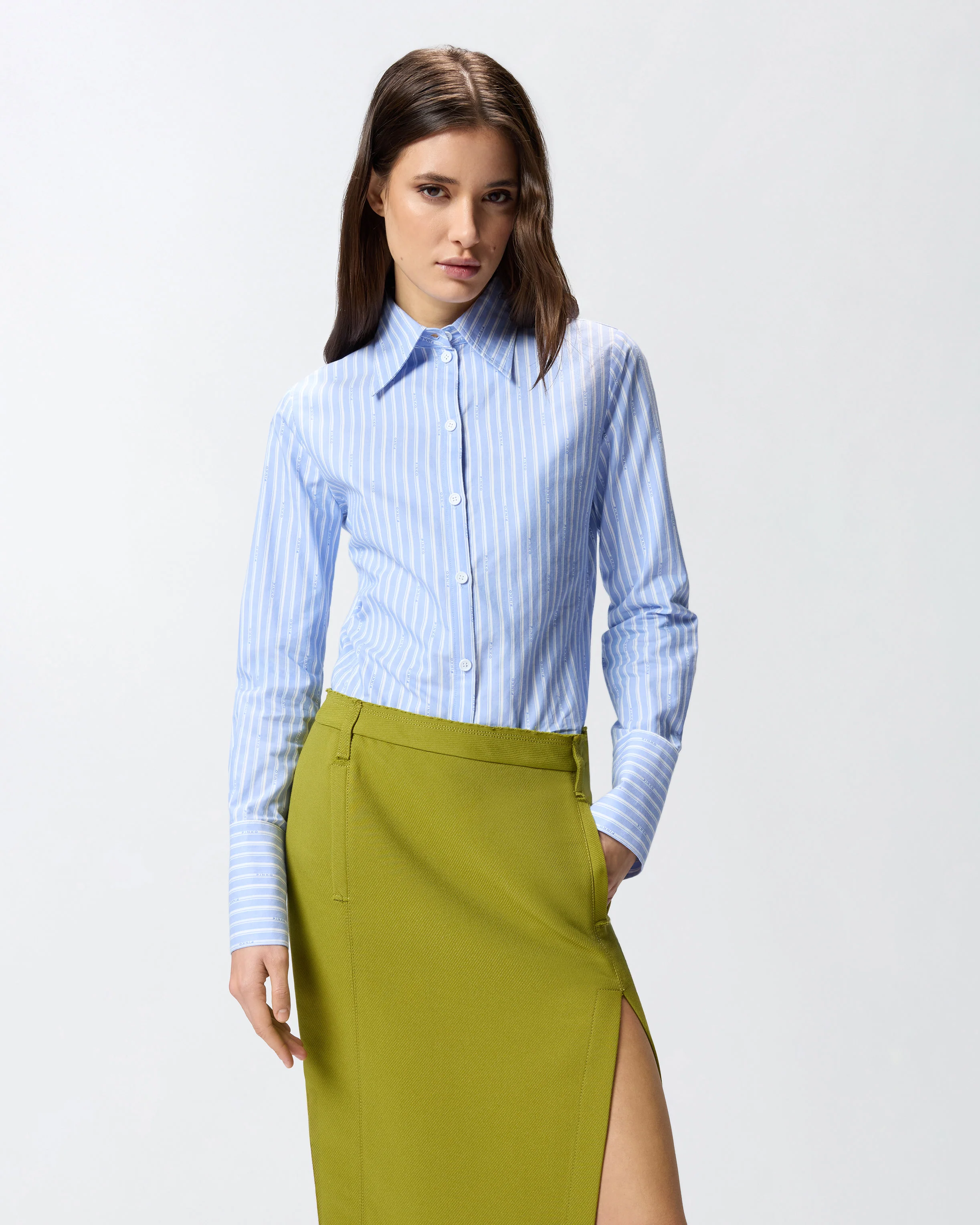Camicia in cotone a righe con logo