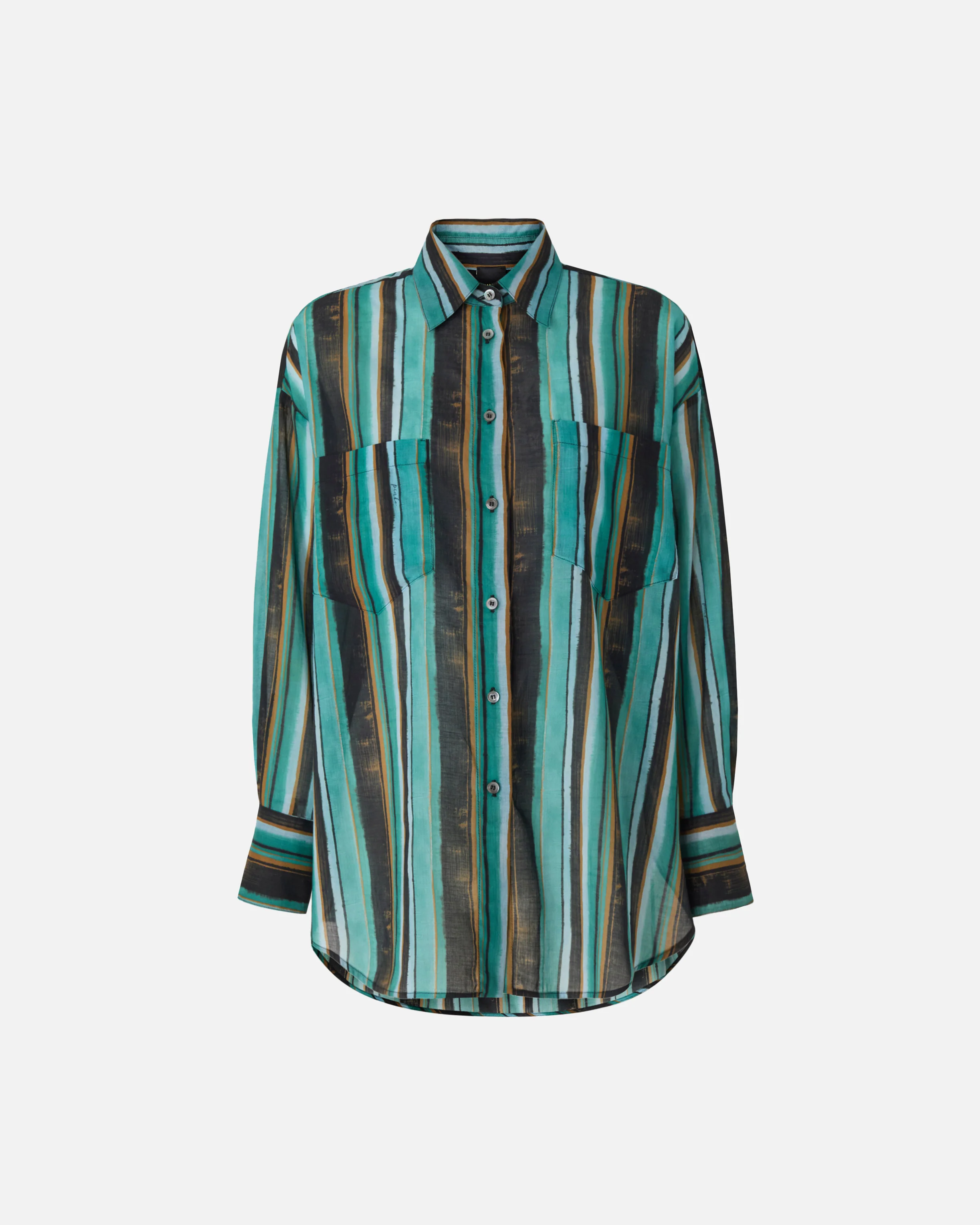 Camicia in cotone con righe effetto pennellato - Image 5