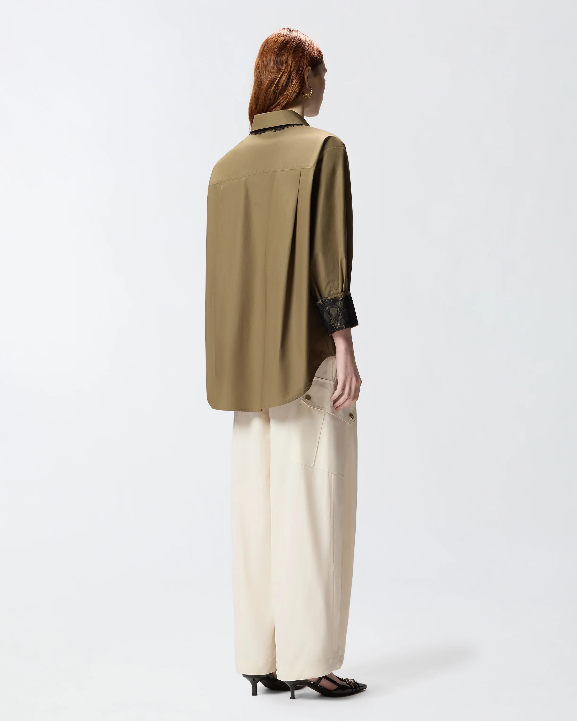 Camicia in popeline con dettagli in pizzo - Image 3