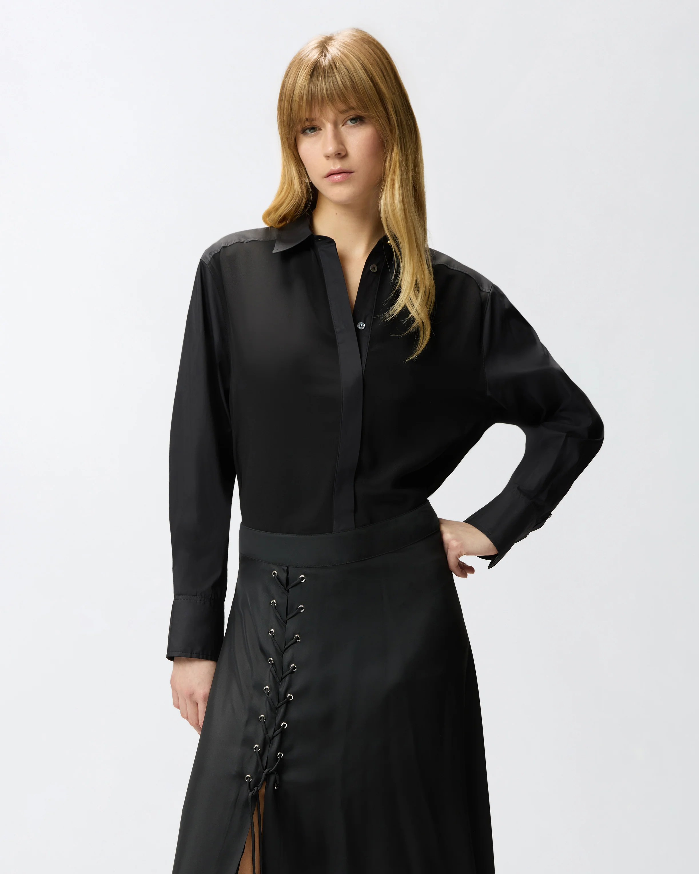 Camicia in popeline e crêpe