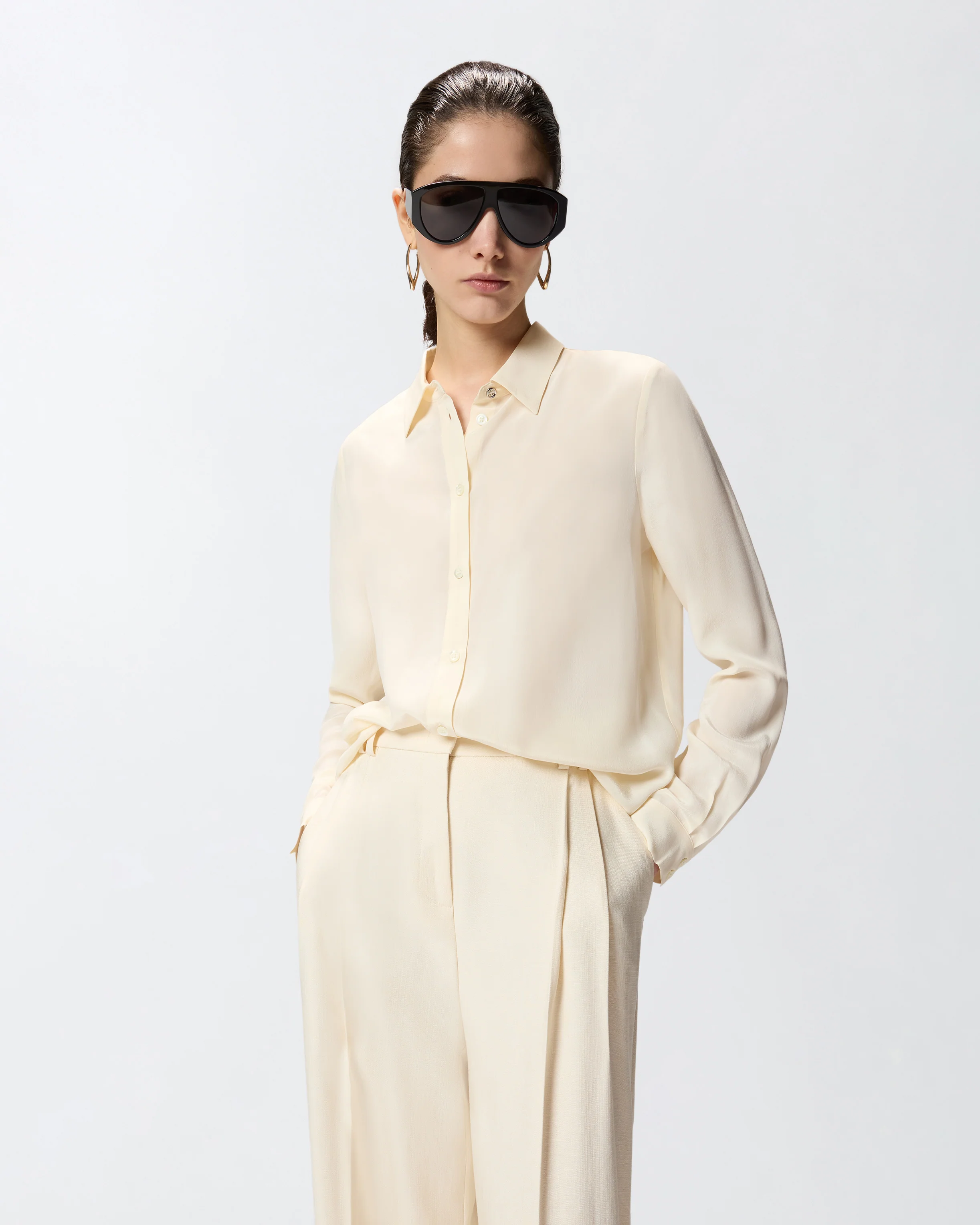 Camicia in seta sand wash