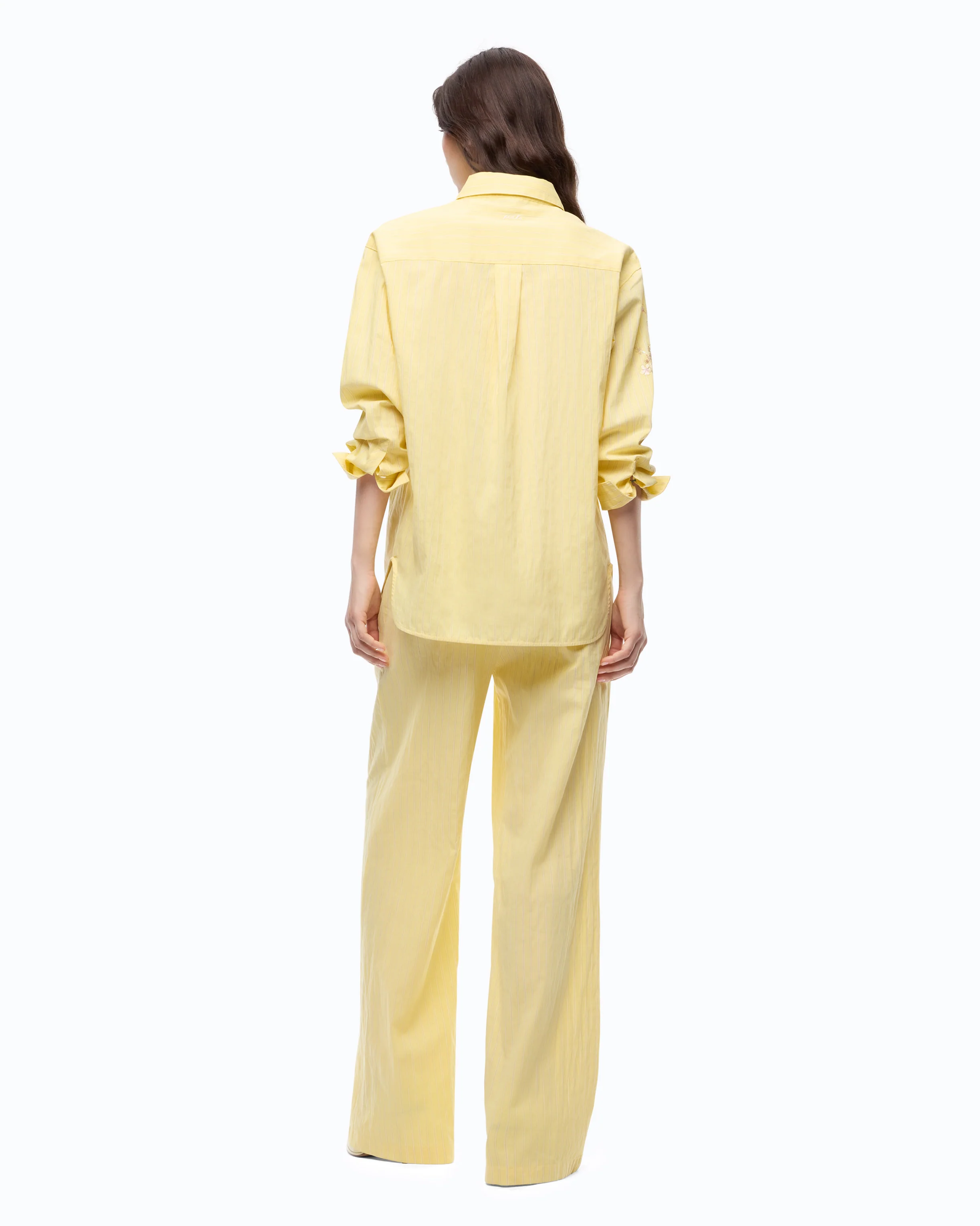 Camicia in tessuto a righe con ricami floreali - Image 4