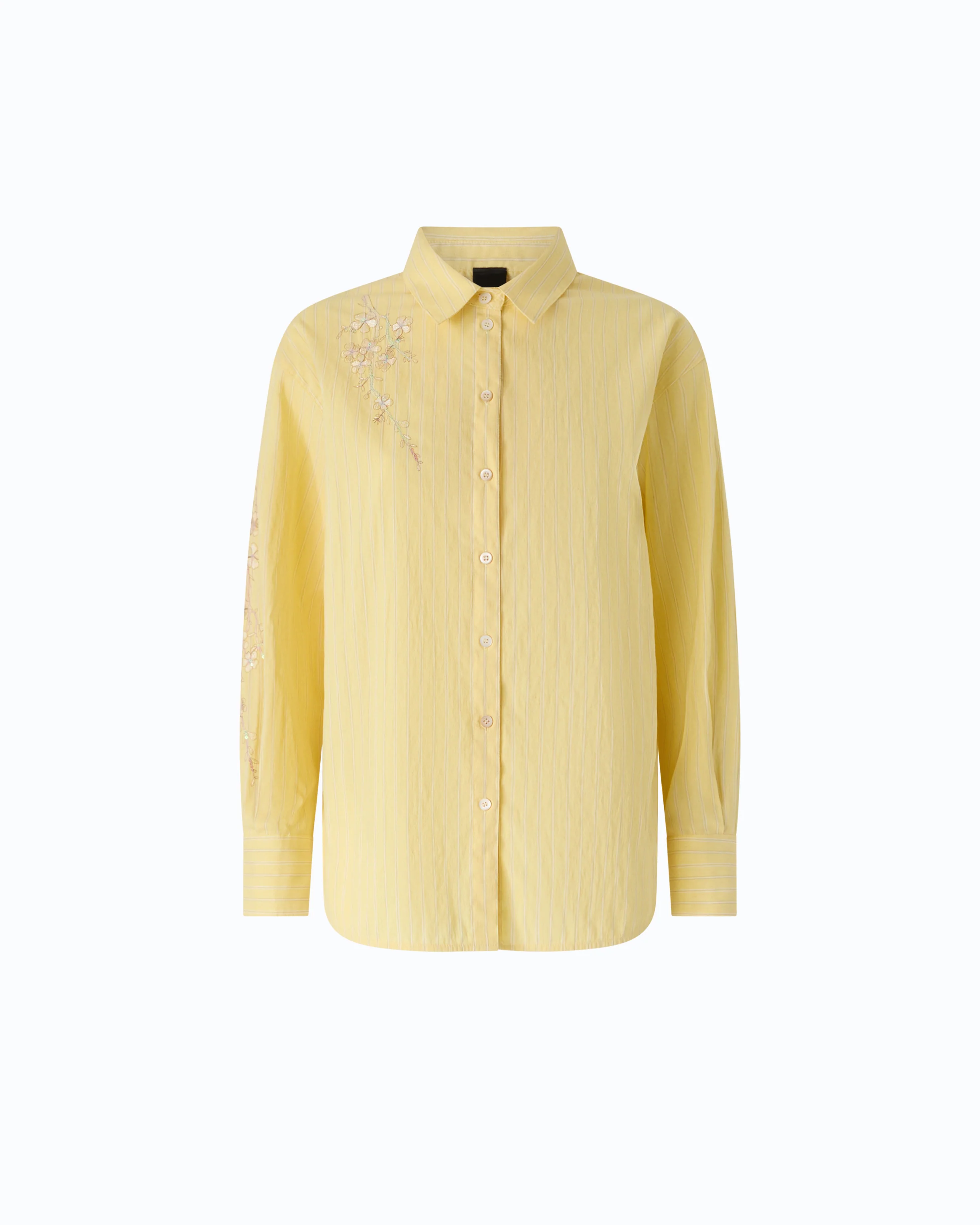 Camicia in tessuto a righe con ricami floreali - Image 5