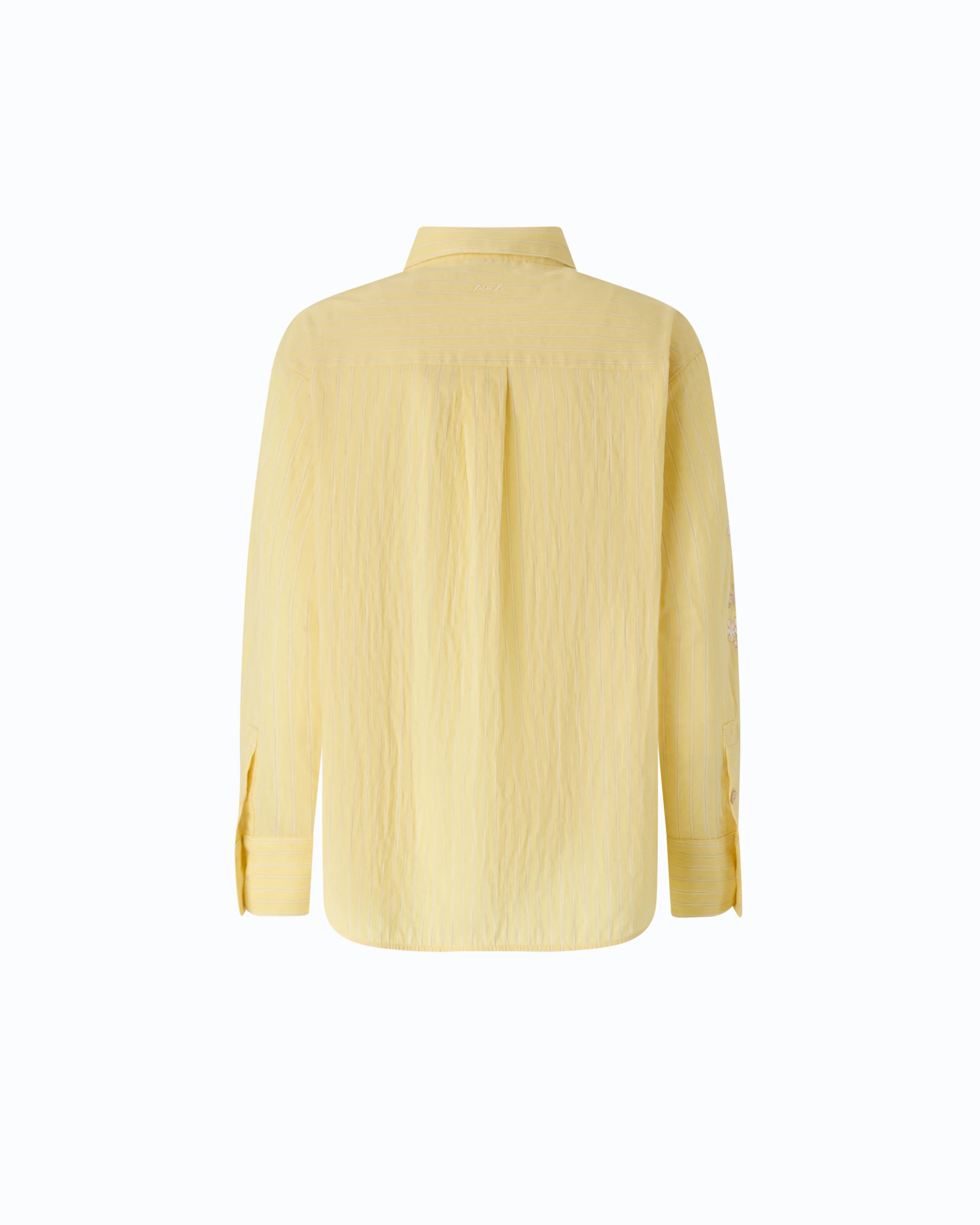 Camicia in tessuto a righe con ricami floreali - Image 6