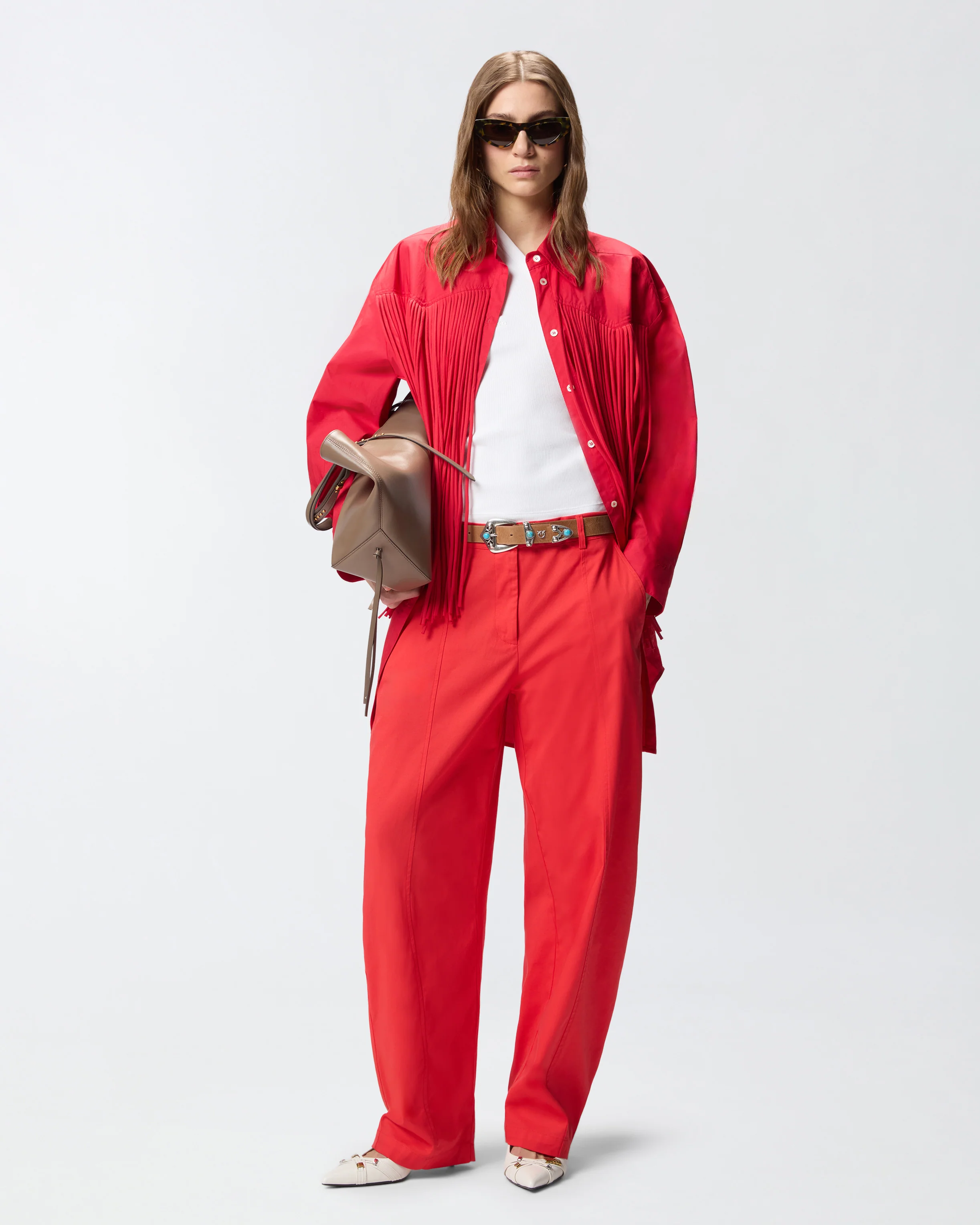 Canotta a costine con scollo a V e logo PINKO - Image 2