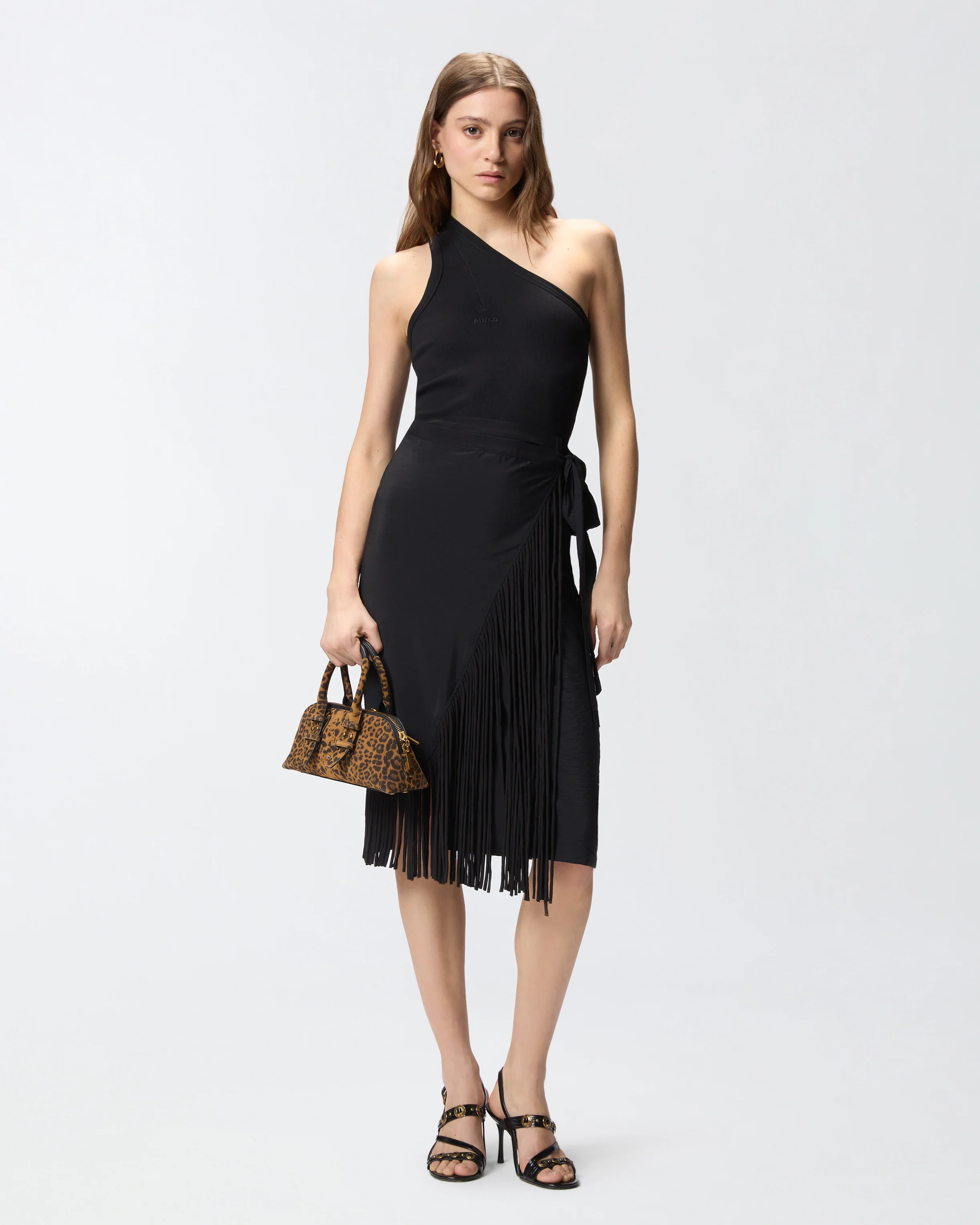 Canotta a costine con scollo a V e logo PINKO - Image 2