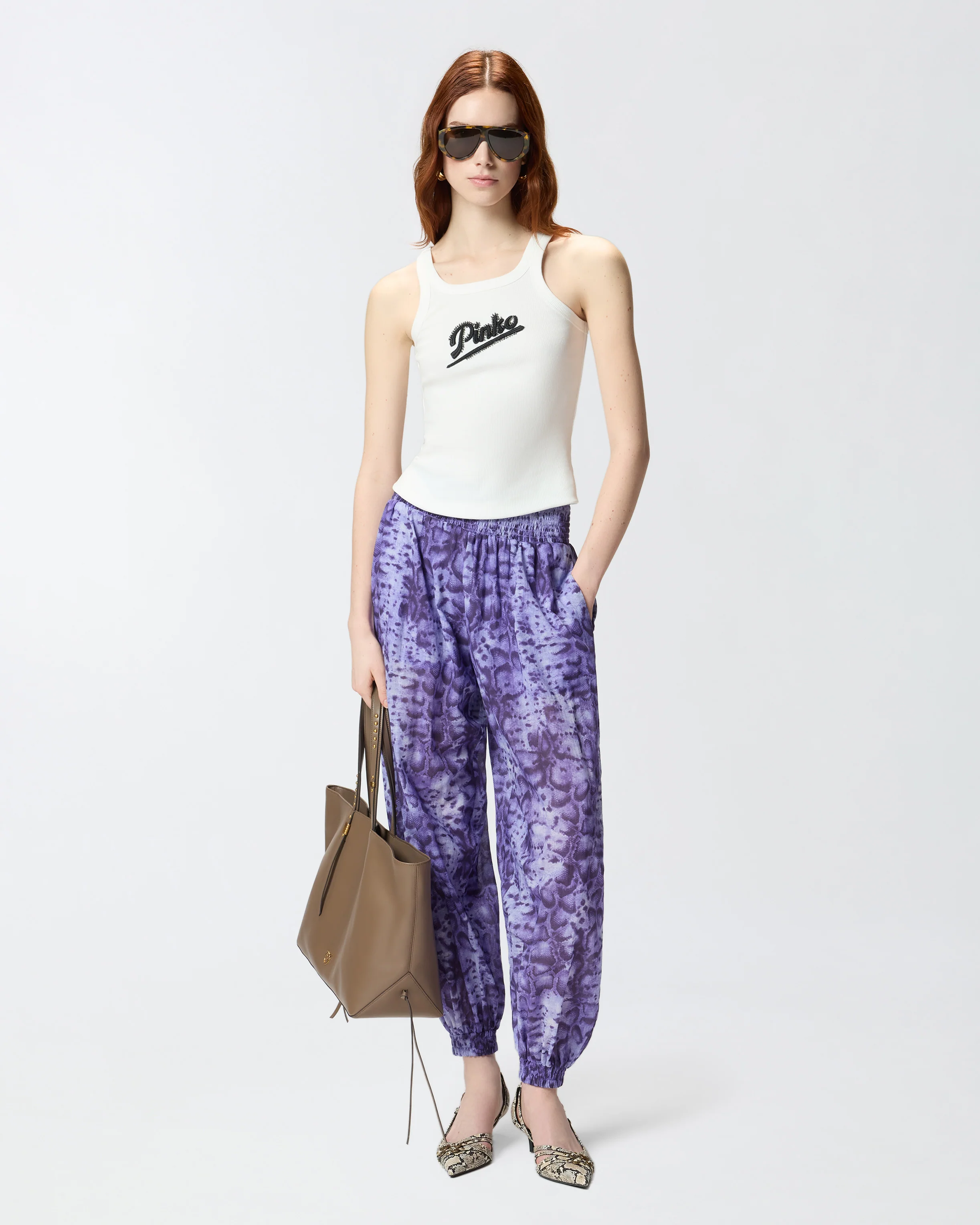 Canotta con ricamo PINKO e strass - Image 2