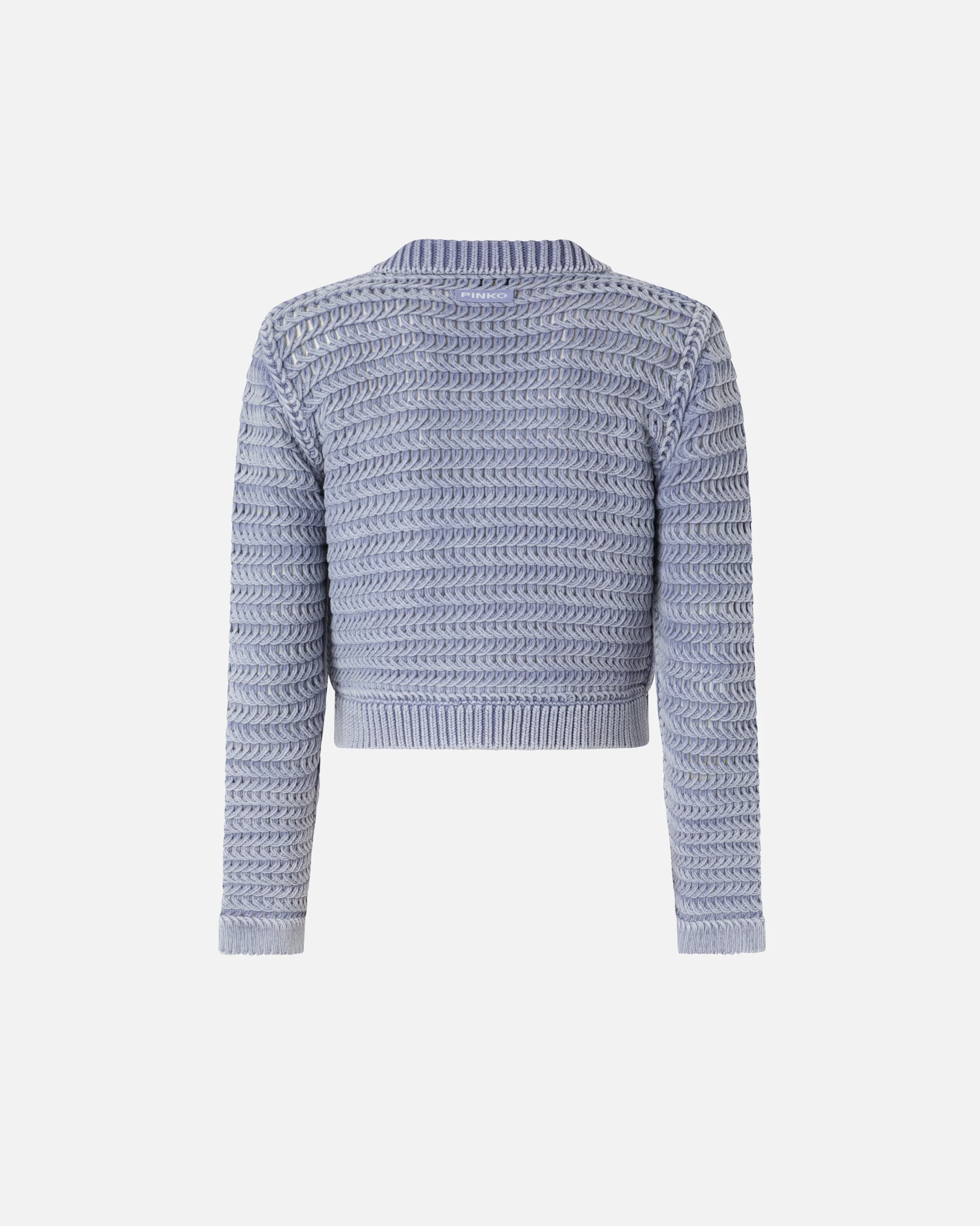 Cardigan cropped a maglia grossa e trecce - Image 6