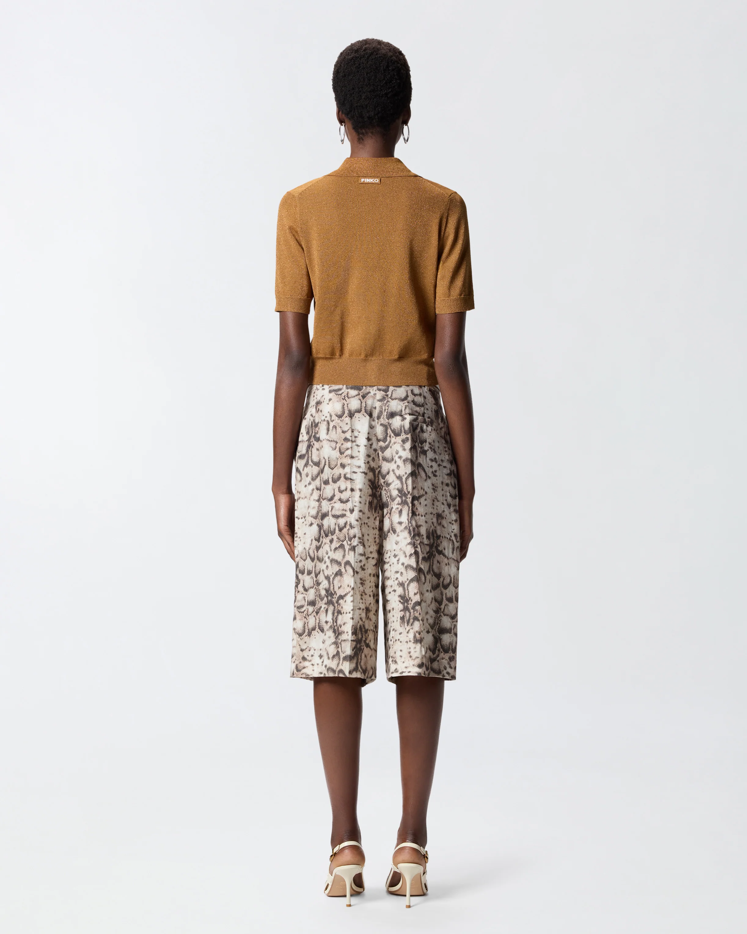 Cardigan cropped a mezza manica con colletto - Image 3