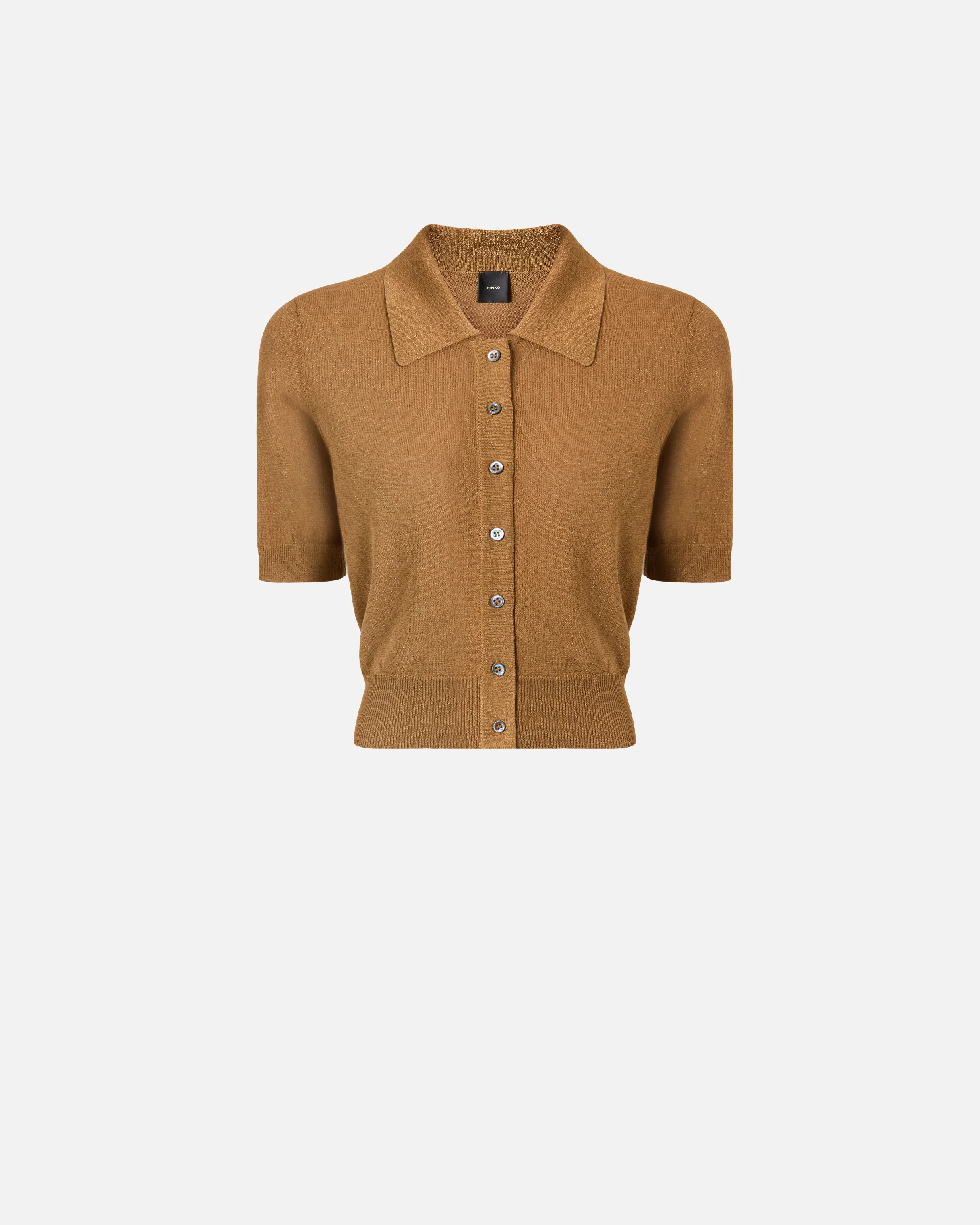 Cardigan cropped a mezza manica con colletto - Image 5