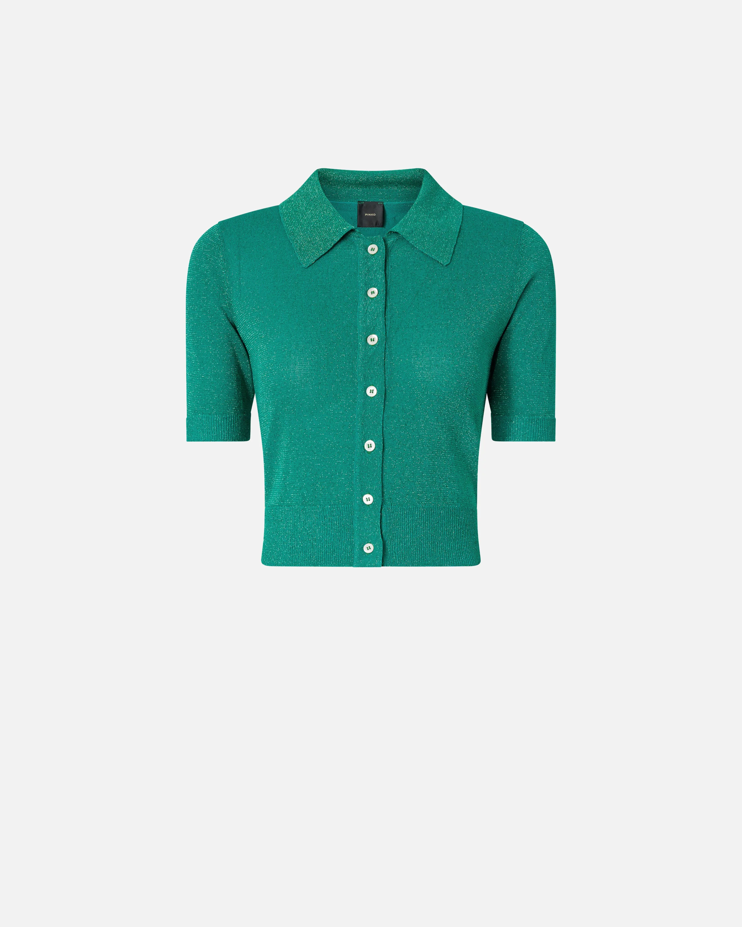 Cardigan cropped a mezza manica con colletto - Image 5