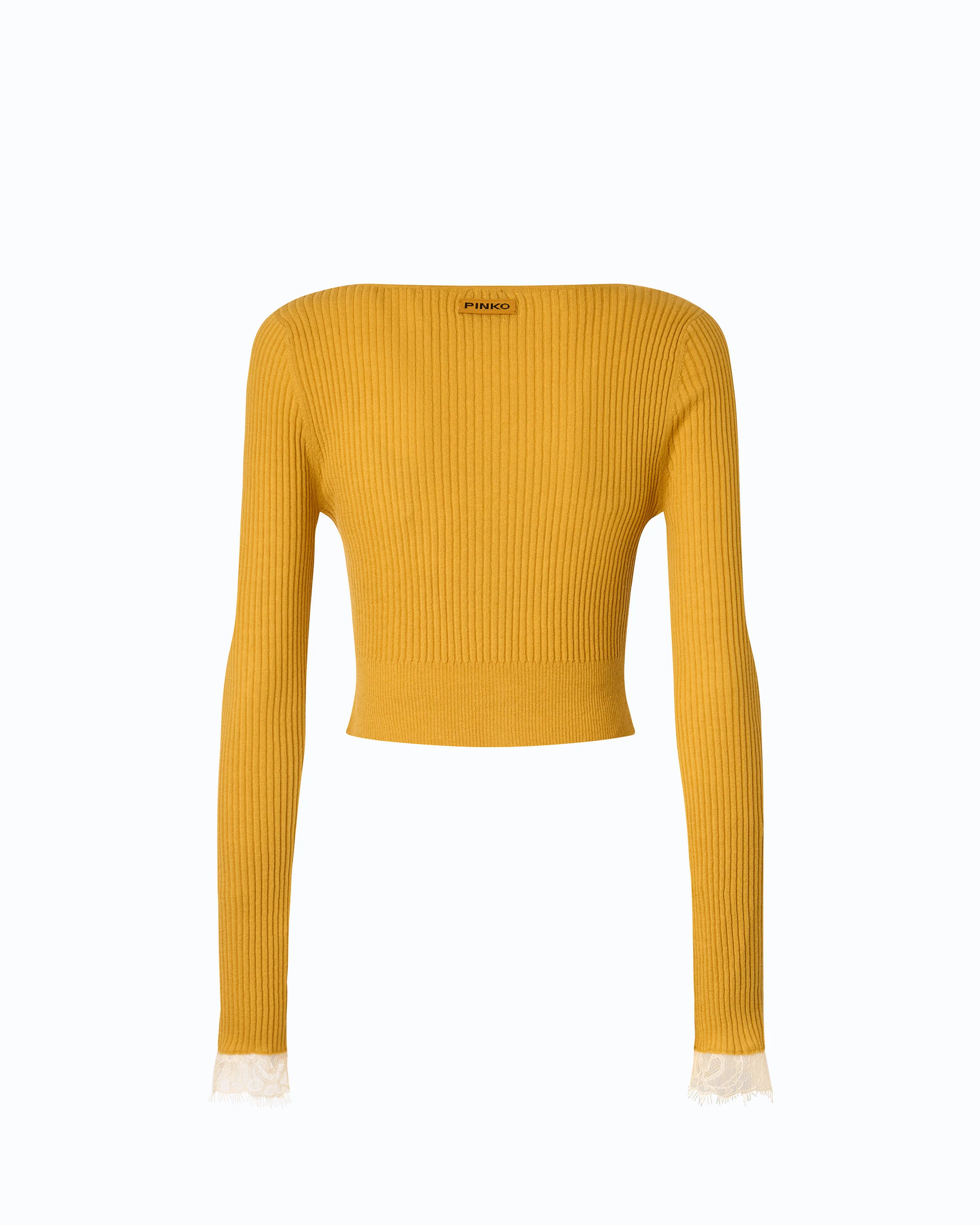 Cardigan cropped in misto seta e cashmere con pizzo - Image 6