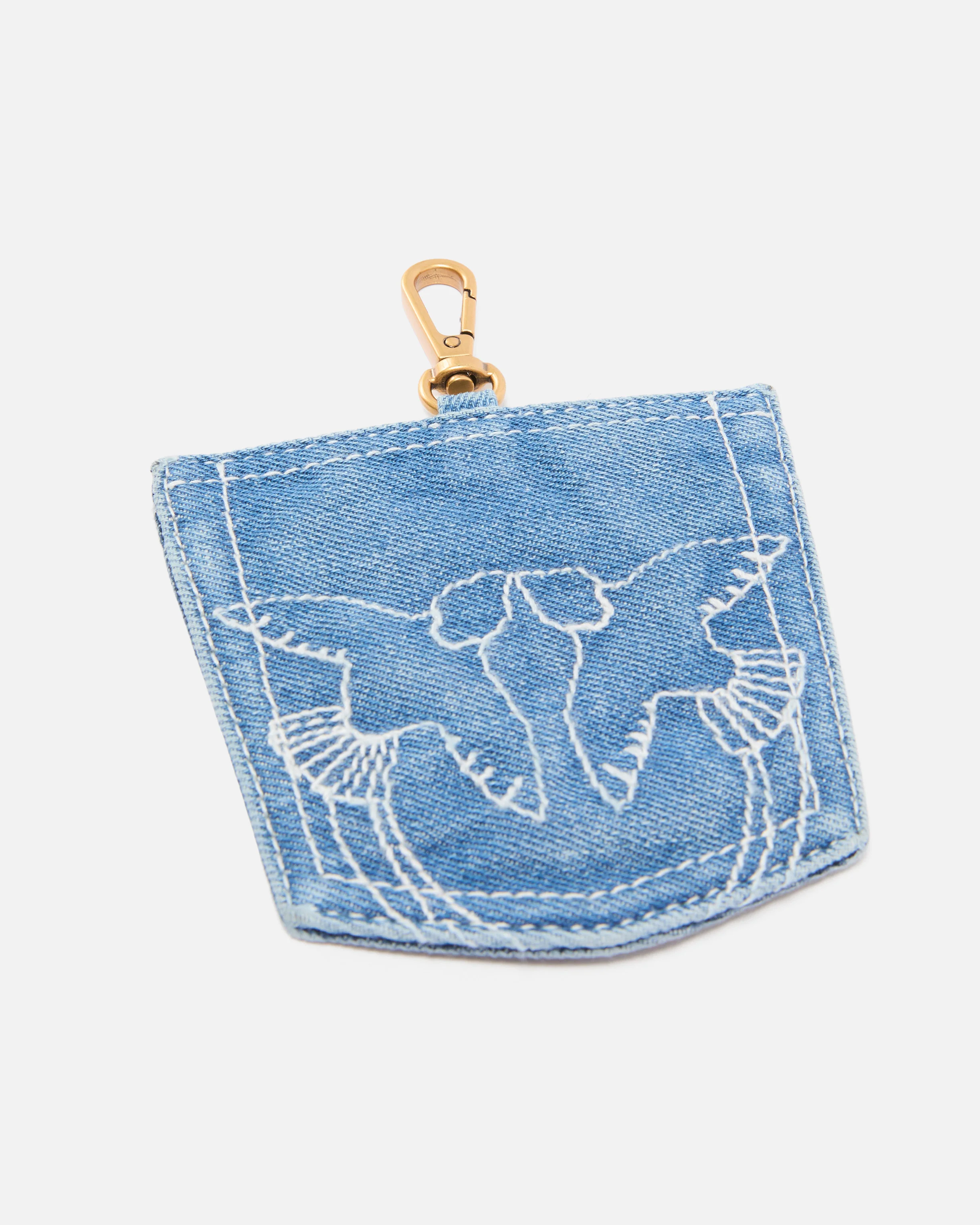 Charm portacarte a forma di tasca in denim - Image 3
