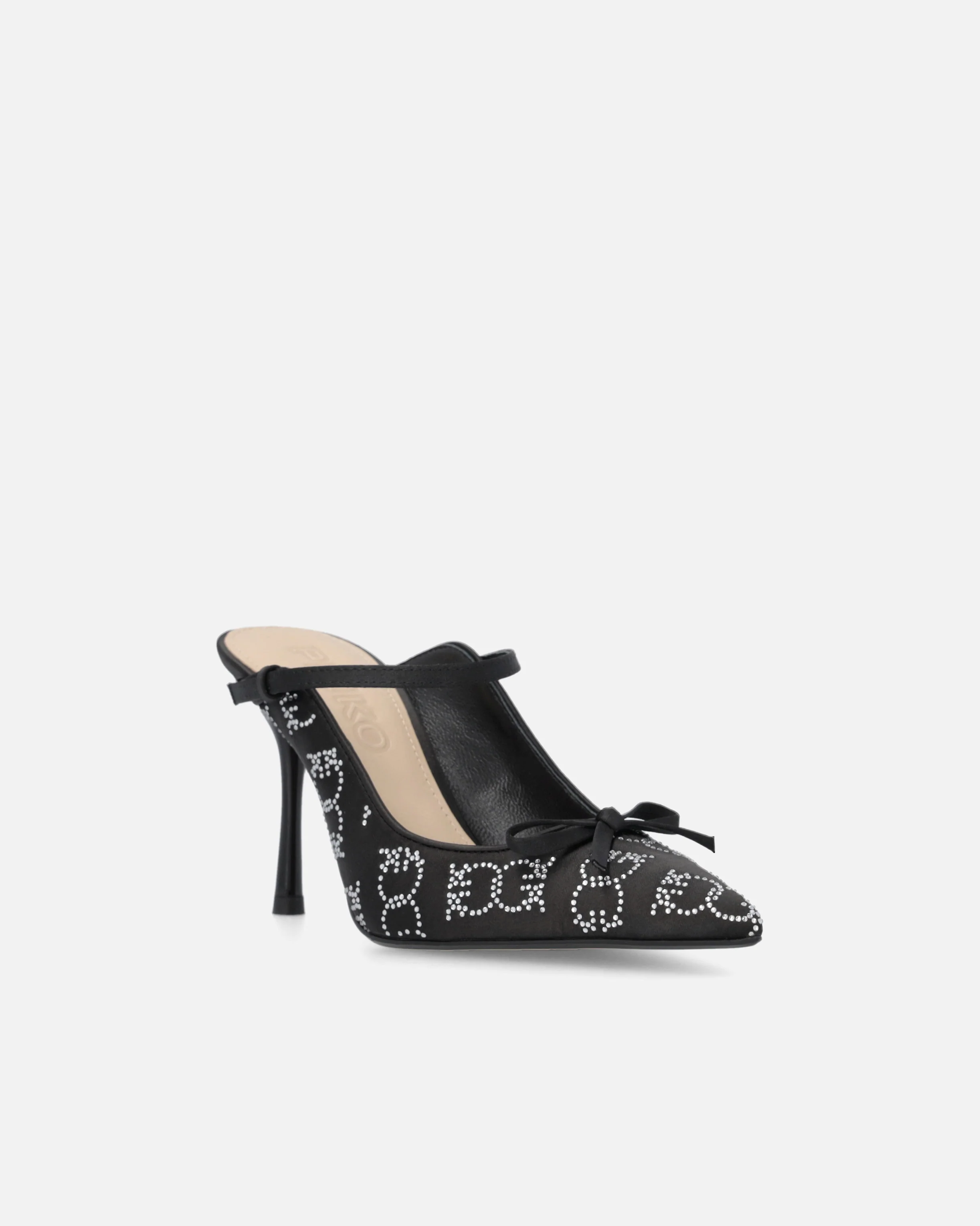 Ciabattine con tacco in satin e strass - Image 2