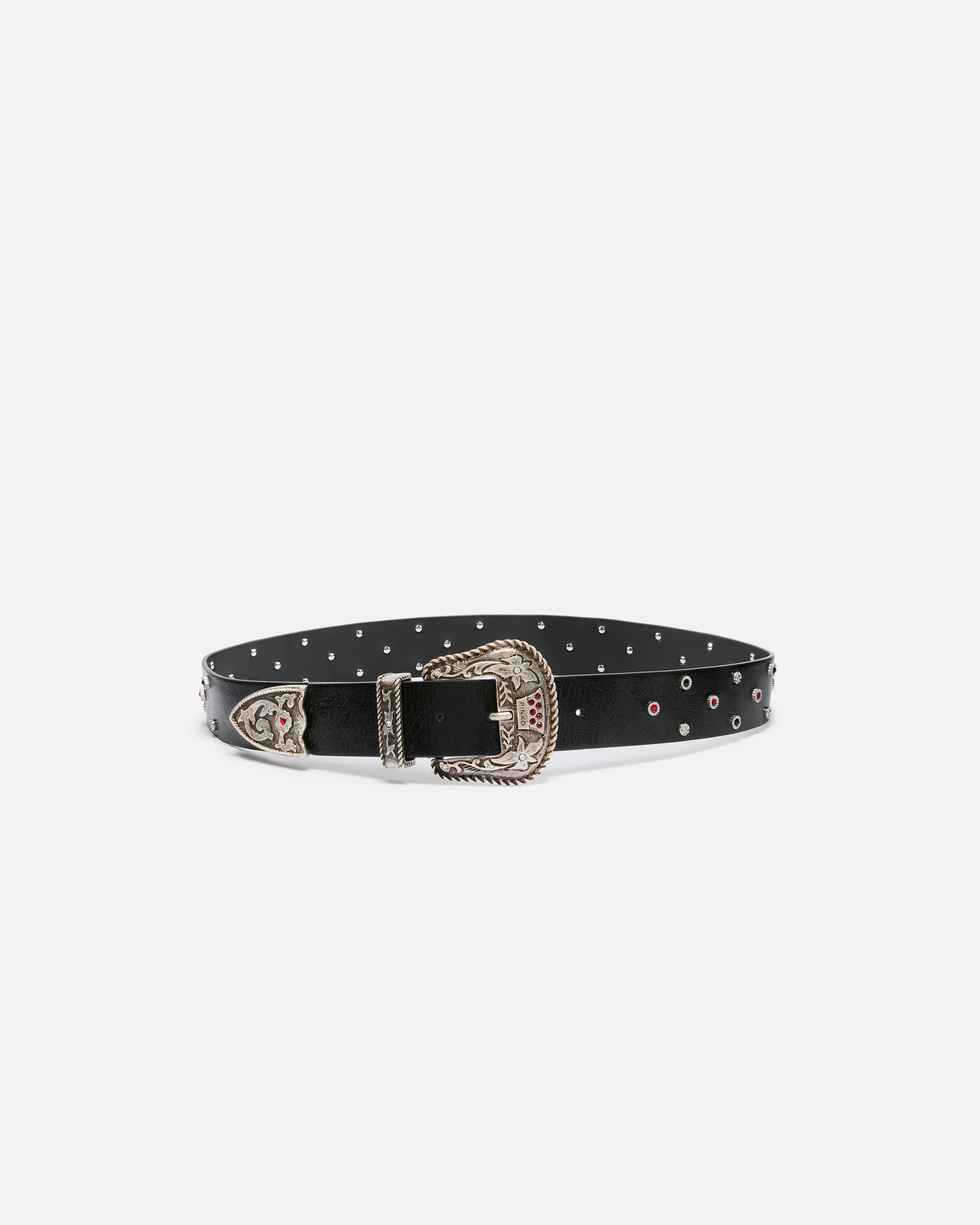 Cintura in pelle con borchie 4 cm