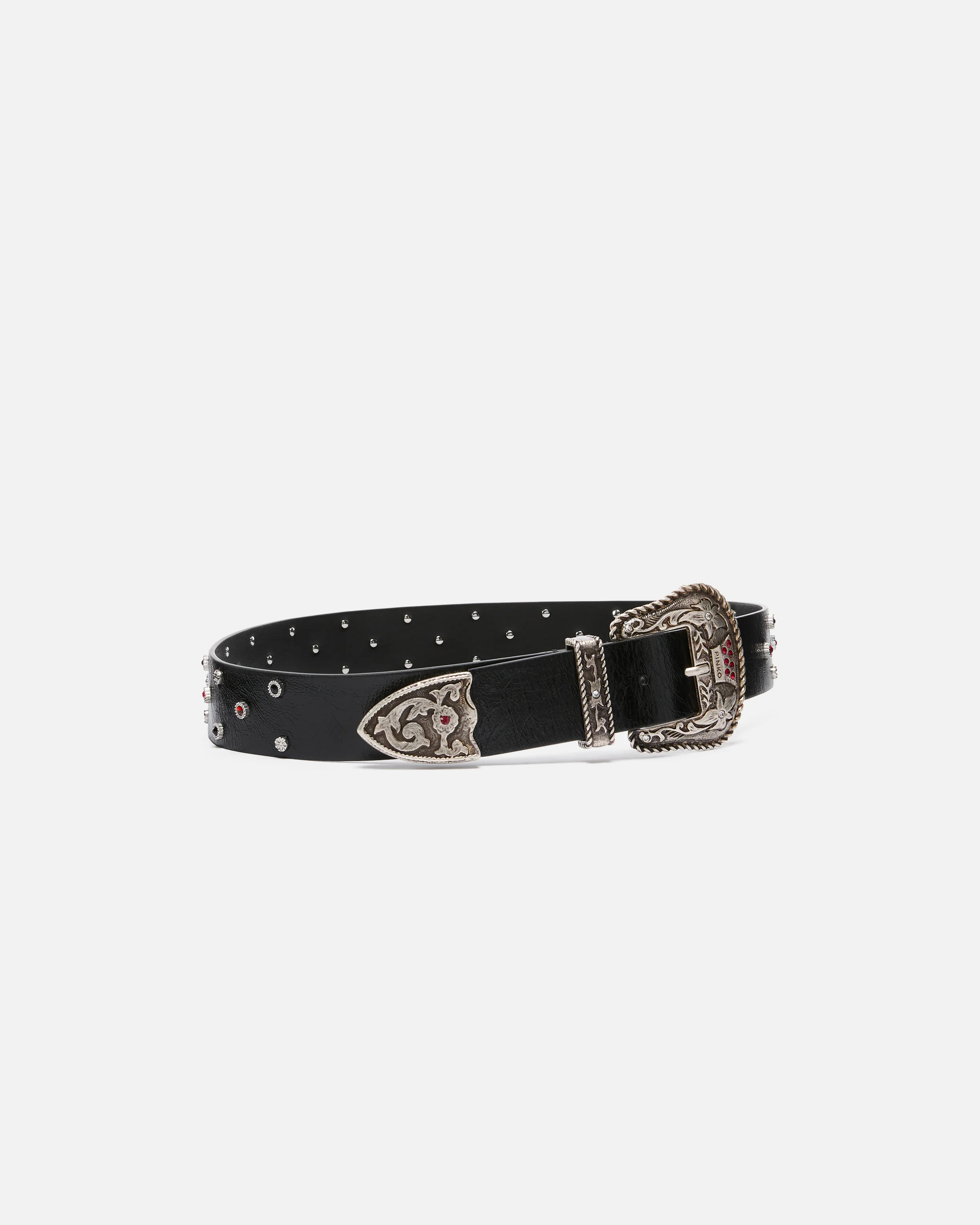 Cintura in pelle con borchie 4 cm - Image 2