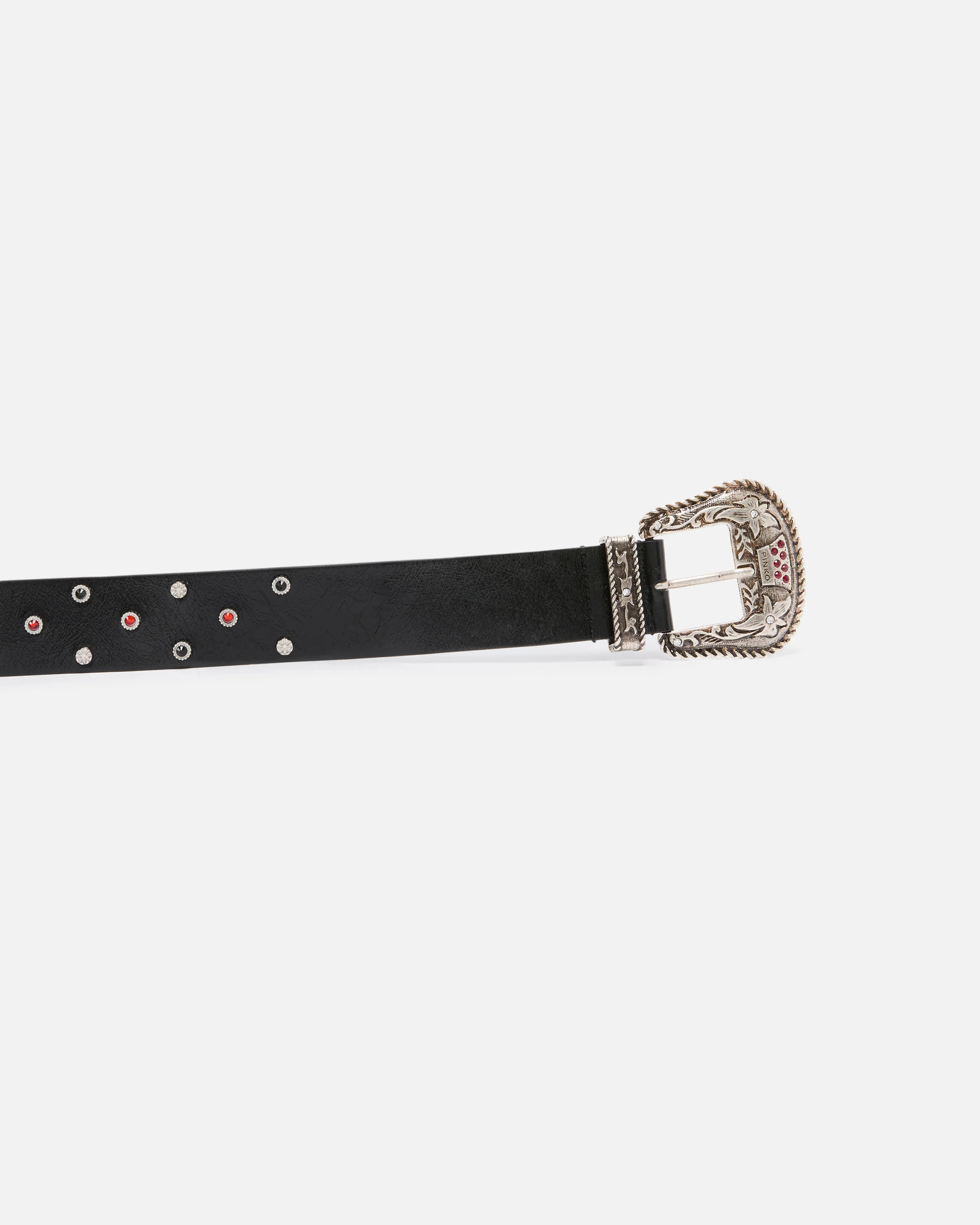 Cintura in pelle con borchie 4 cm - Image 5