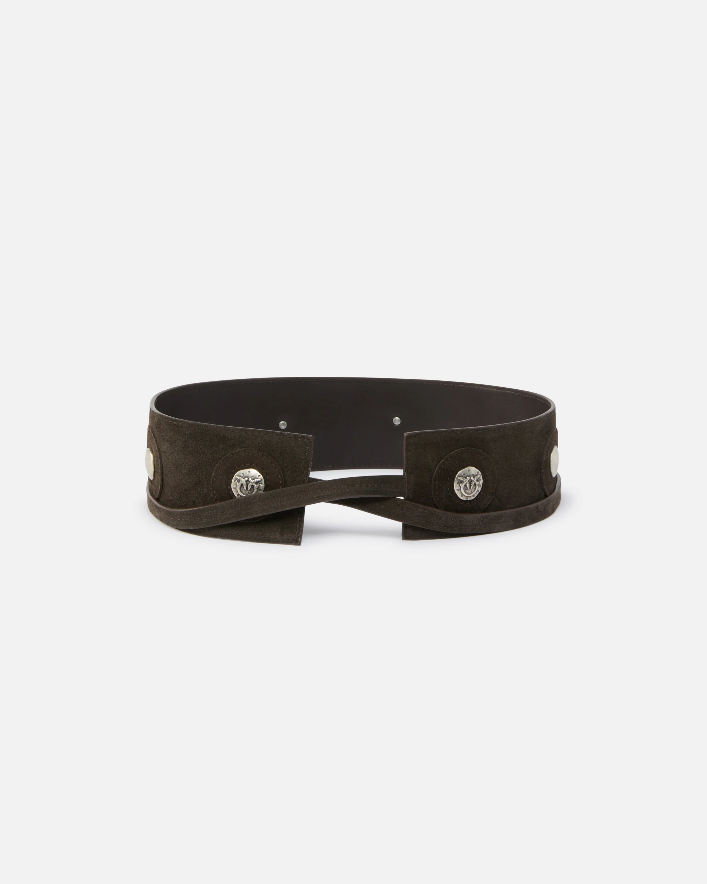 Cintura in pelle con borchie 6 cm