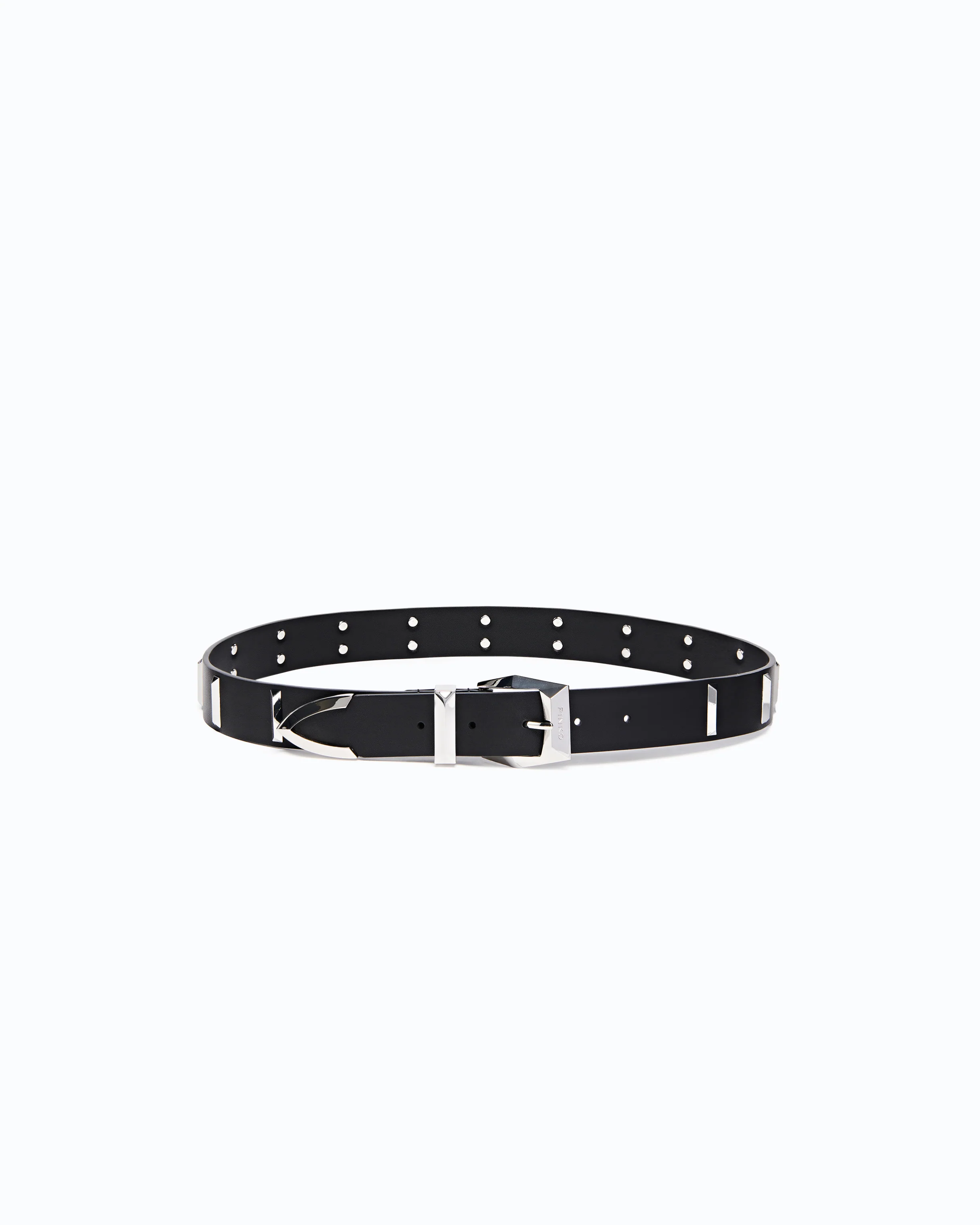 Cintura in pelle con borchie rettangolari 3 cm