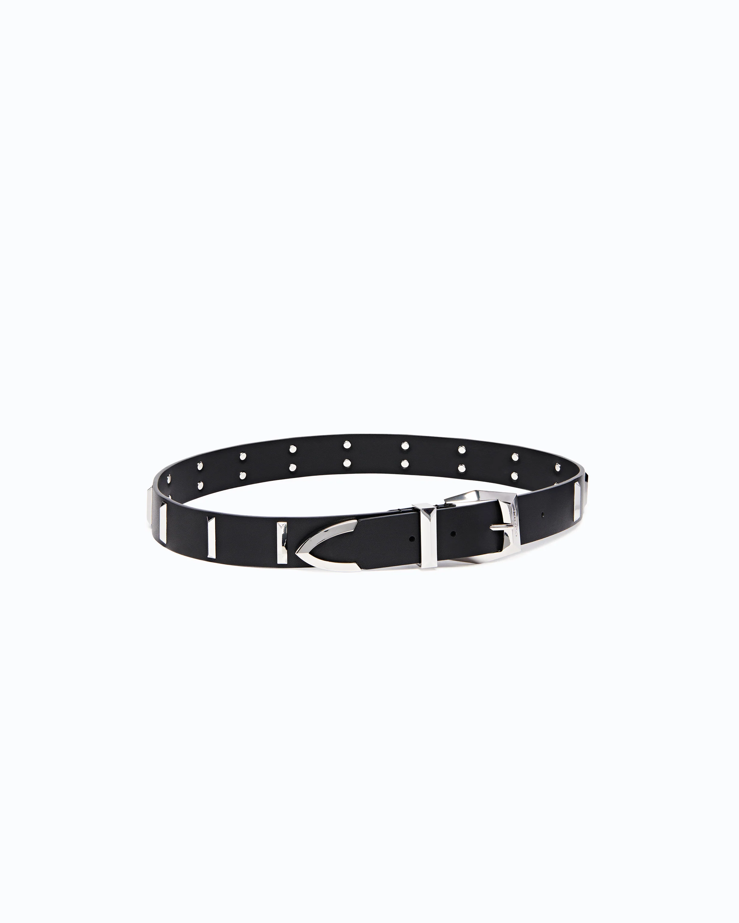 Cintura in pelle con borchie rettangolari 3 cm - Image 2
