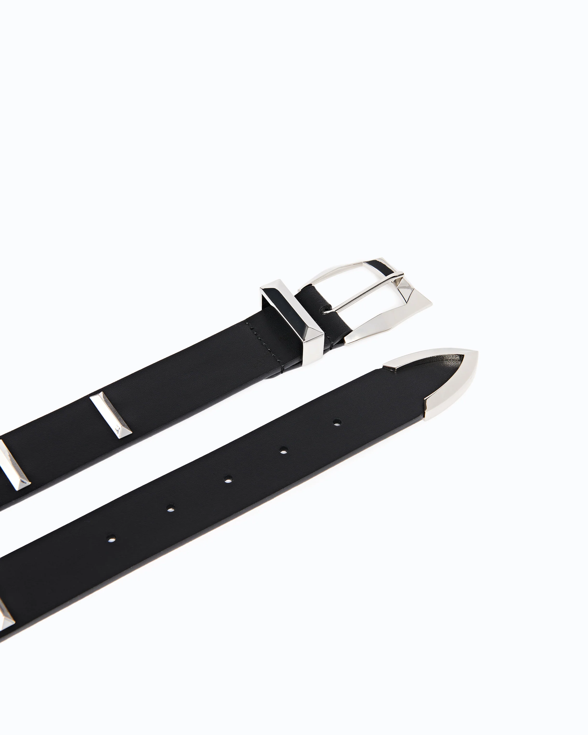 Cintura in pelle con borchie rettangolari 3 cm - Image 3