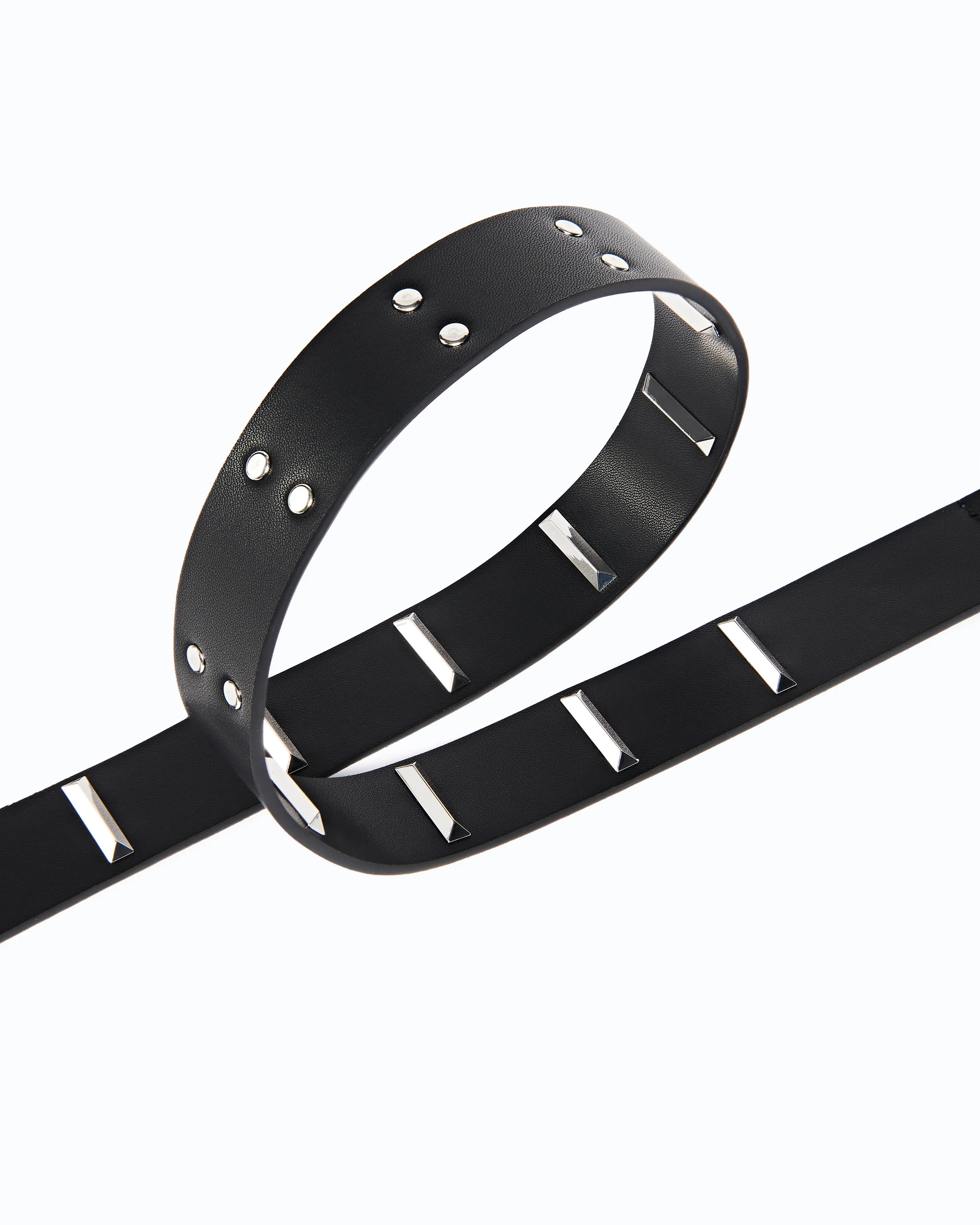 Cintura in pelle con borchie rettangolari 3 cm - Image 4