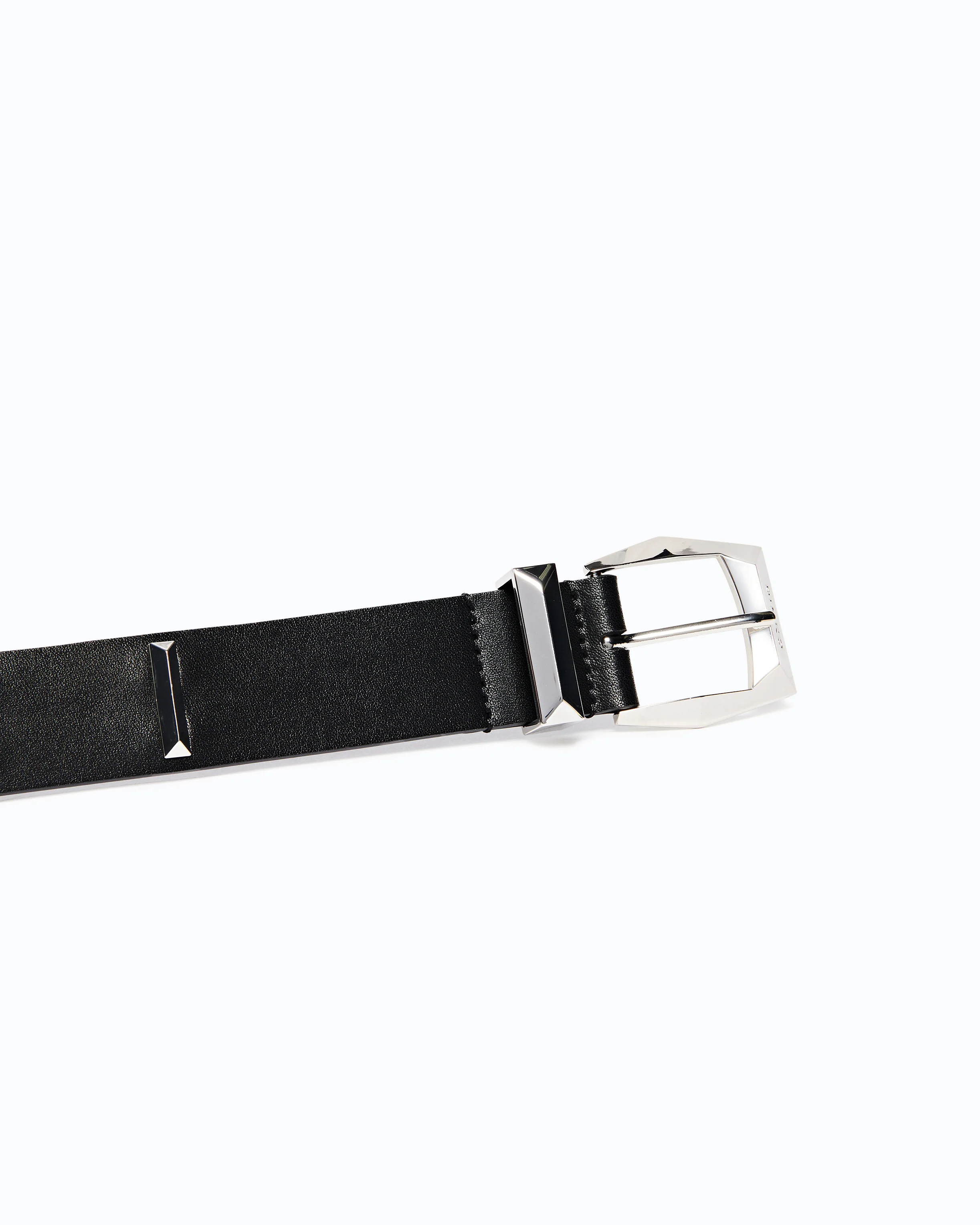 Cintura in pelle con borchie rettangolari 3 cm - Image 5