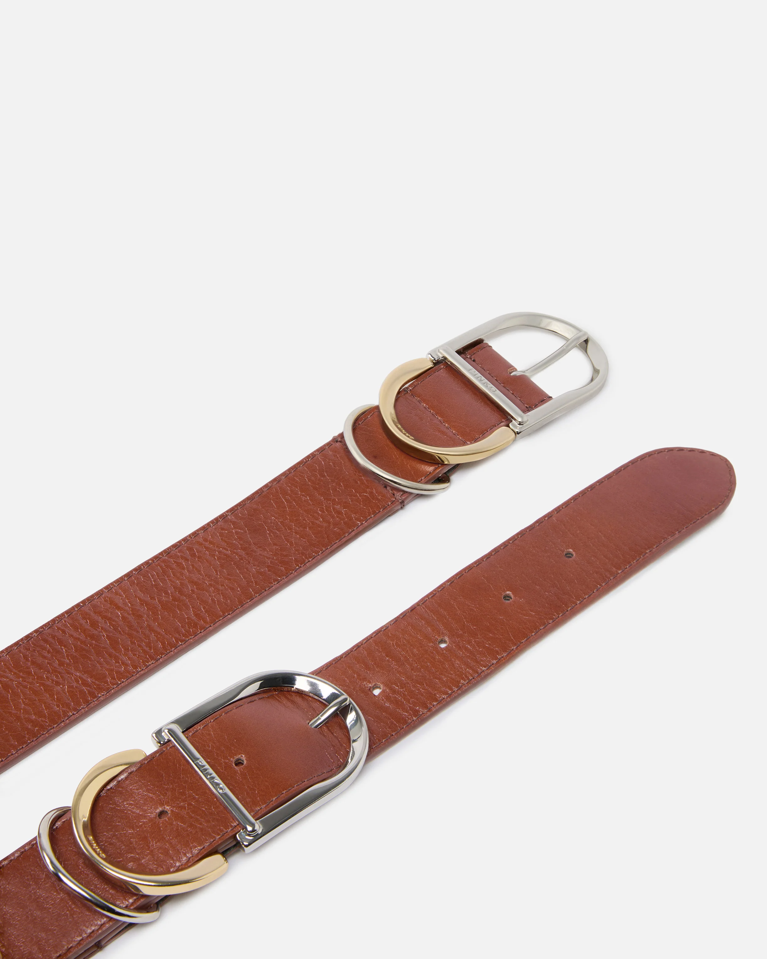 Cintura in pelle shiny con passanti metallici 4 cm - Image 3