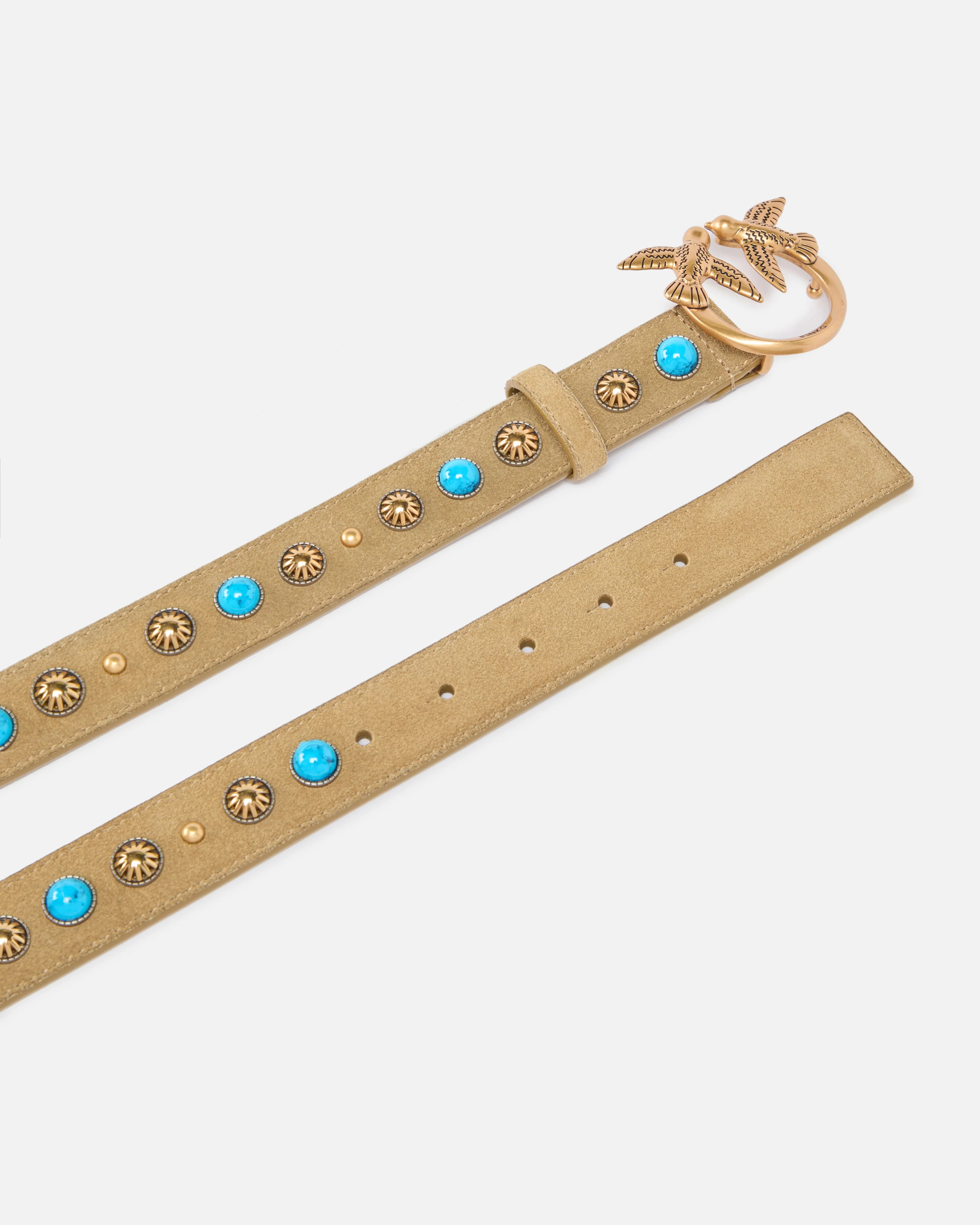 Cintura in suede con borchie 3 cm - Image 3