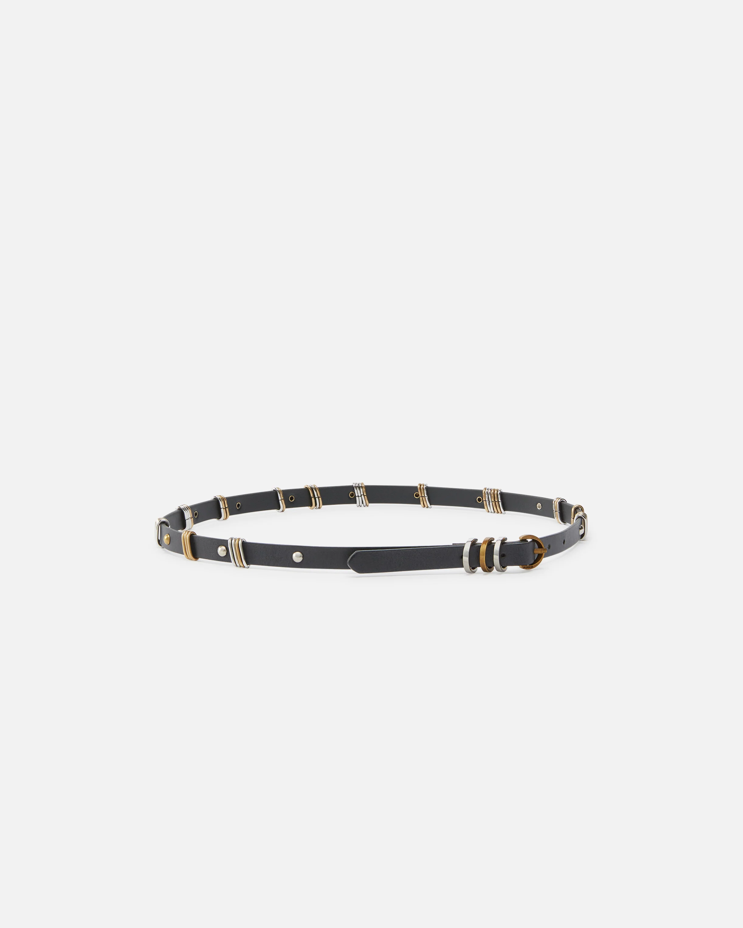 Cintura sottile 1,5cm cuoio con anelle in metallo - Image 2
