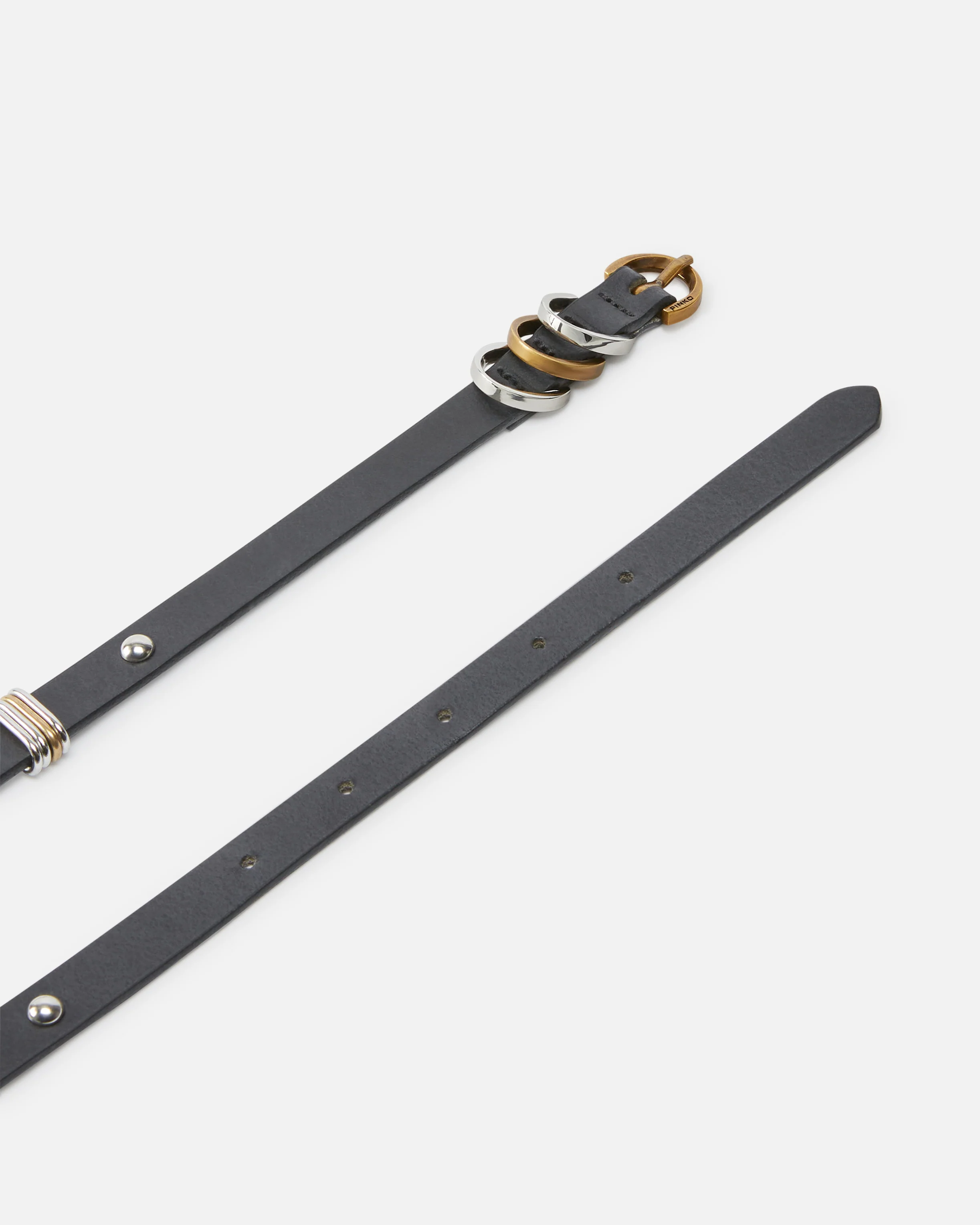 Cintura sottile 1,5cm cuoio con anelle in metallo - Image 3
