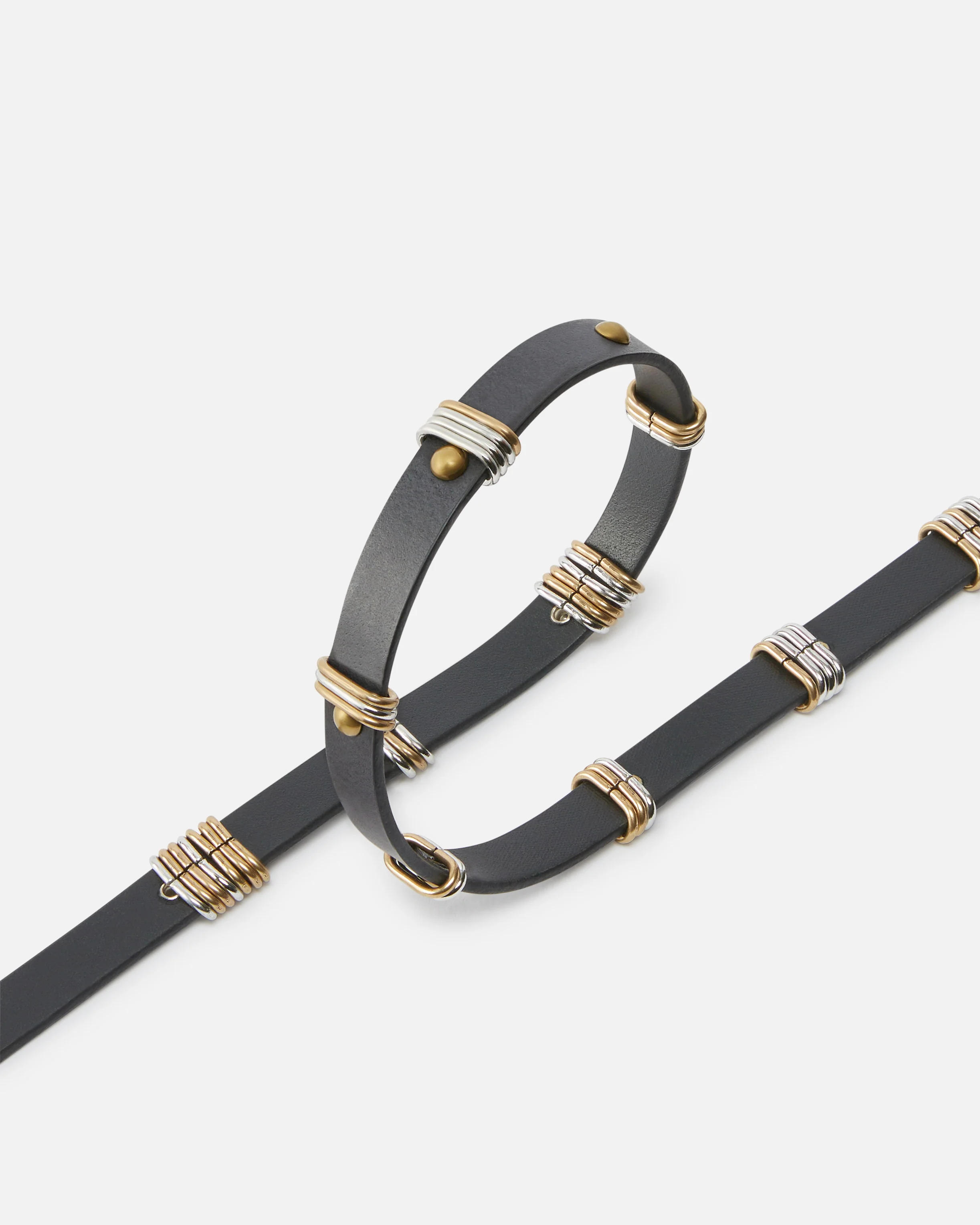 Cintura sottile 1,5cm cuoio con anelle in metallo - Image 4