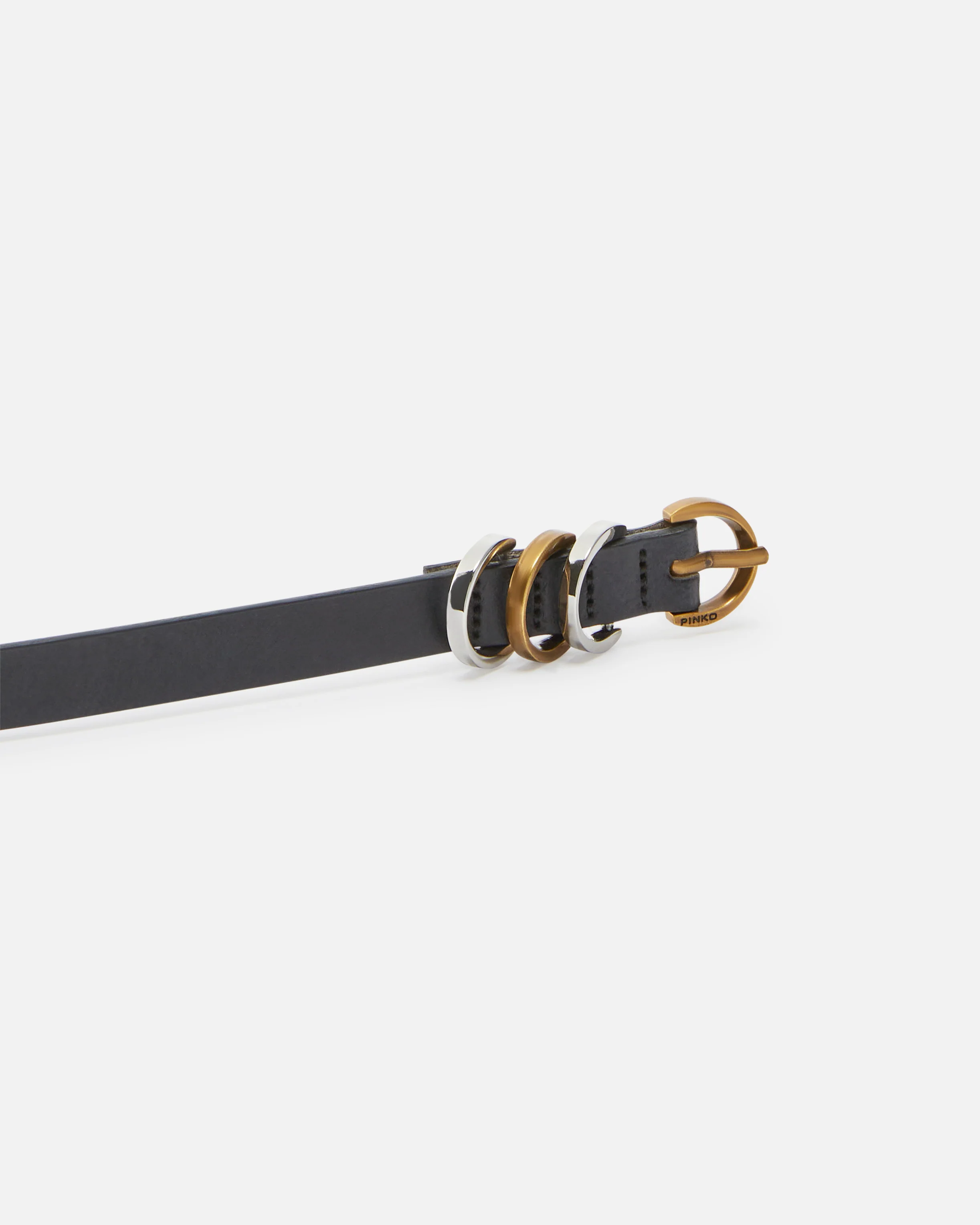 Cintura sottile 1,5cm cuoio con anelle in metallo - Image 5