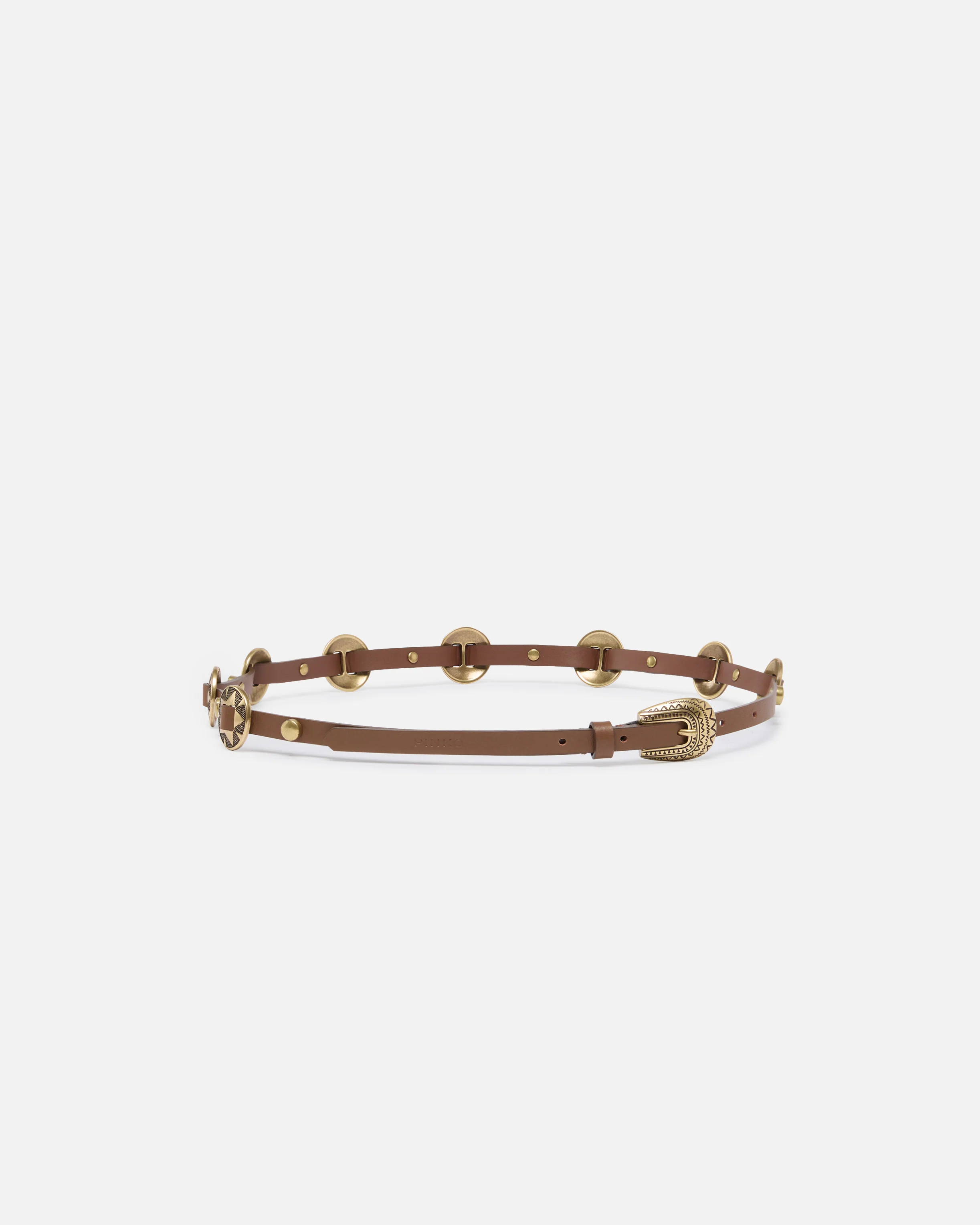 Cintura sottile con placche incise in metallo 1cm - Image 2